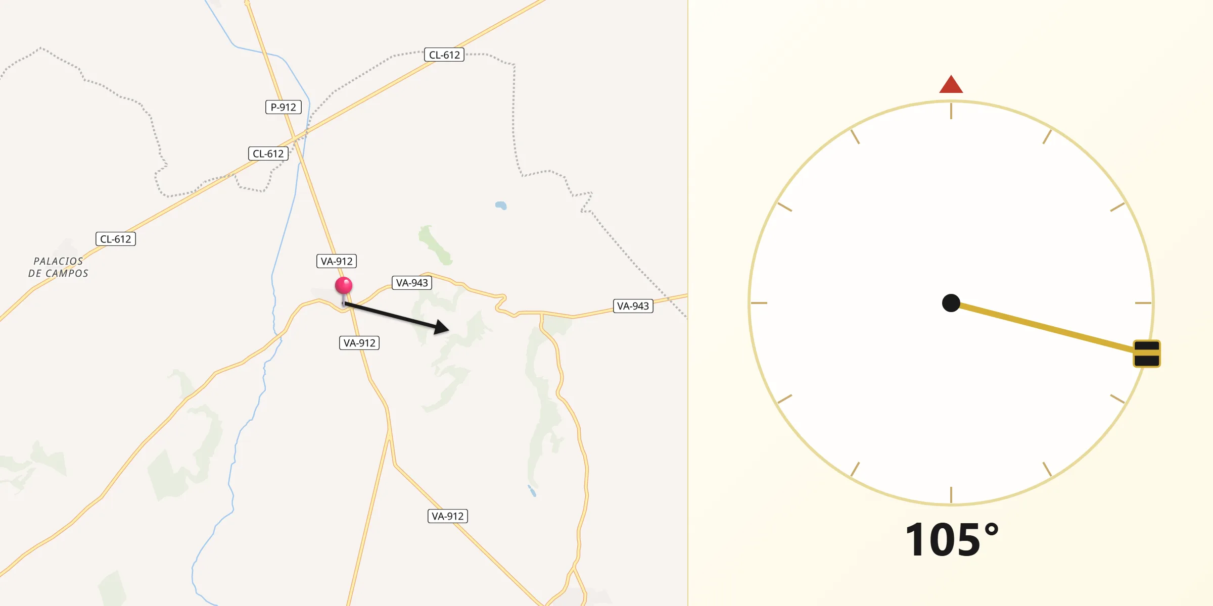 Dirección de la Qibla desde Montealegre de Campos