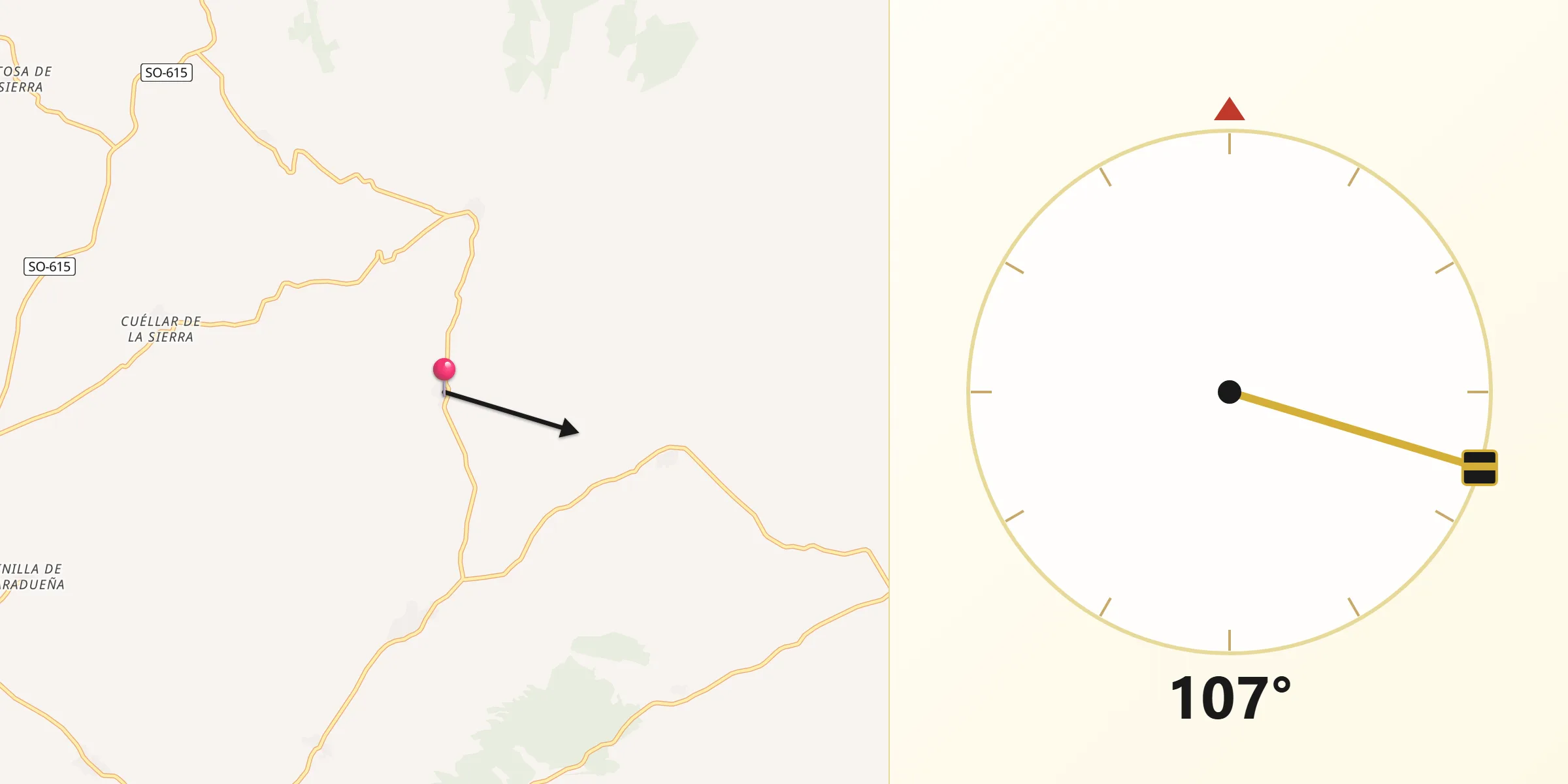 Dirección de la Qibla desde Aldealices