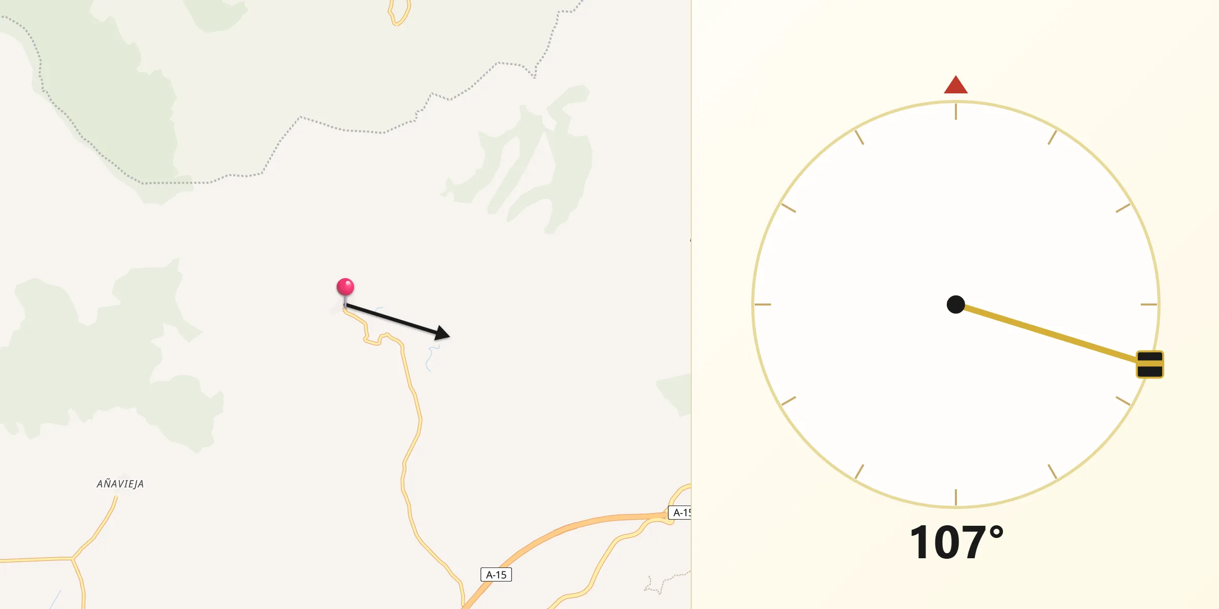 Dirección de la Qibla desde Dévanos