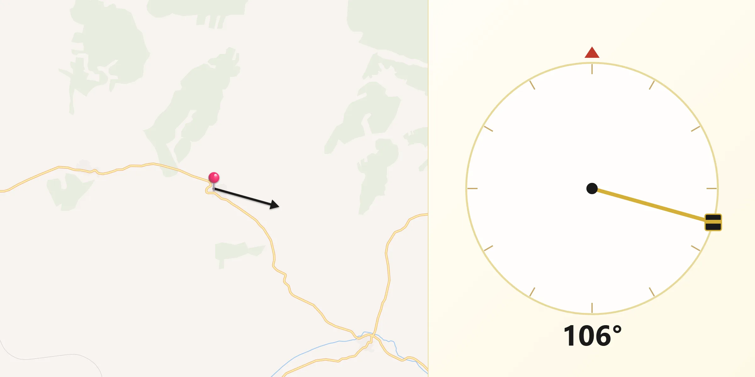 Dirección de la Qibla desde Cilleruelo de Arriba