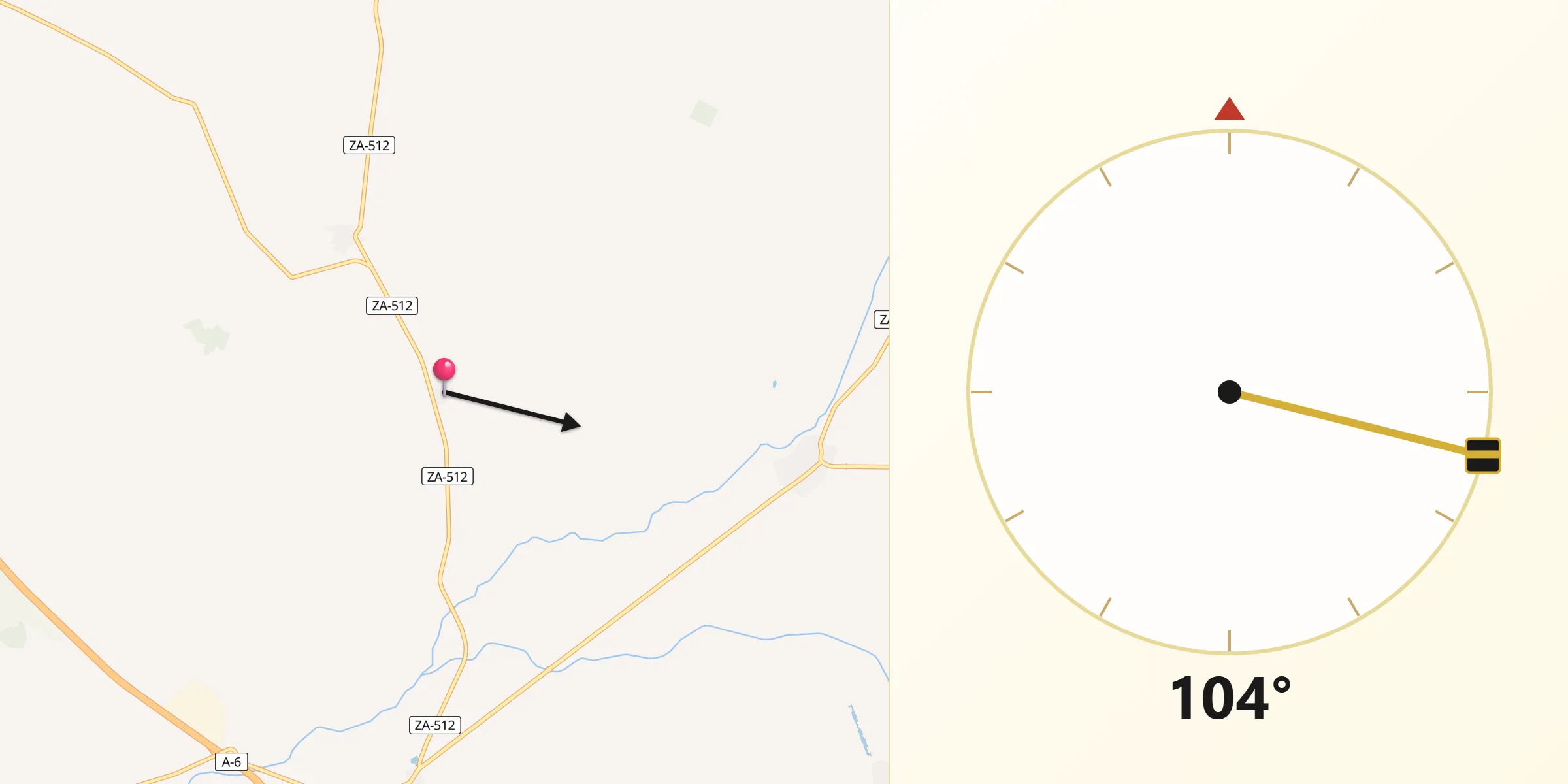 Dirección de la Qibla desde Quintanilla del Olmo