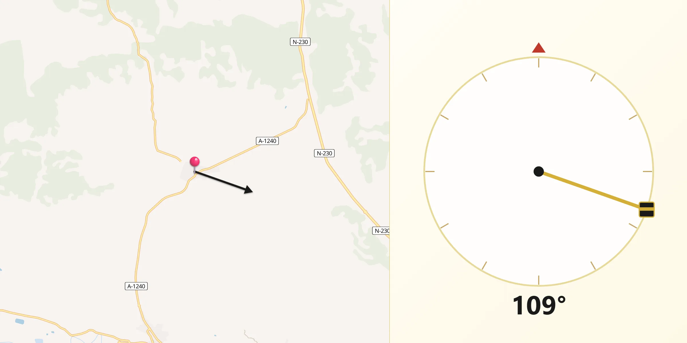 Dirección de la Qibla desde Alcampell
