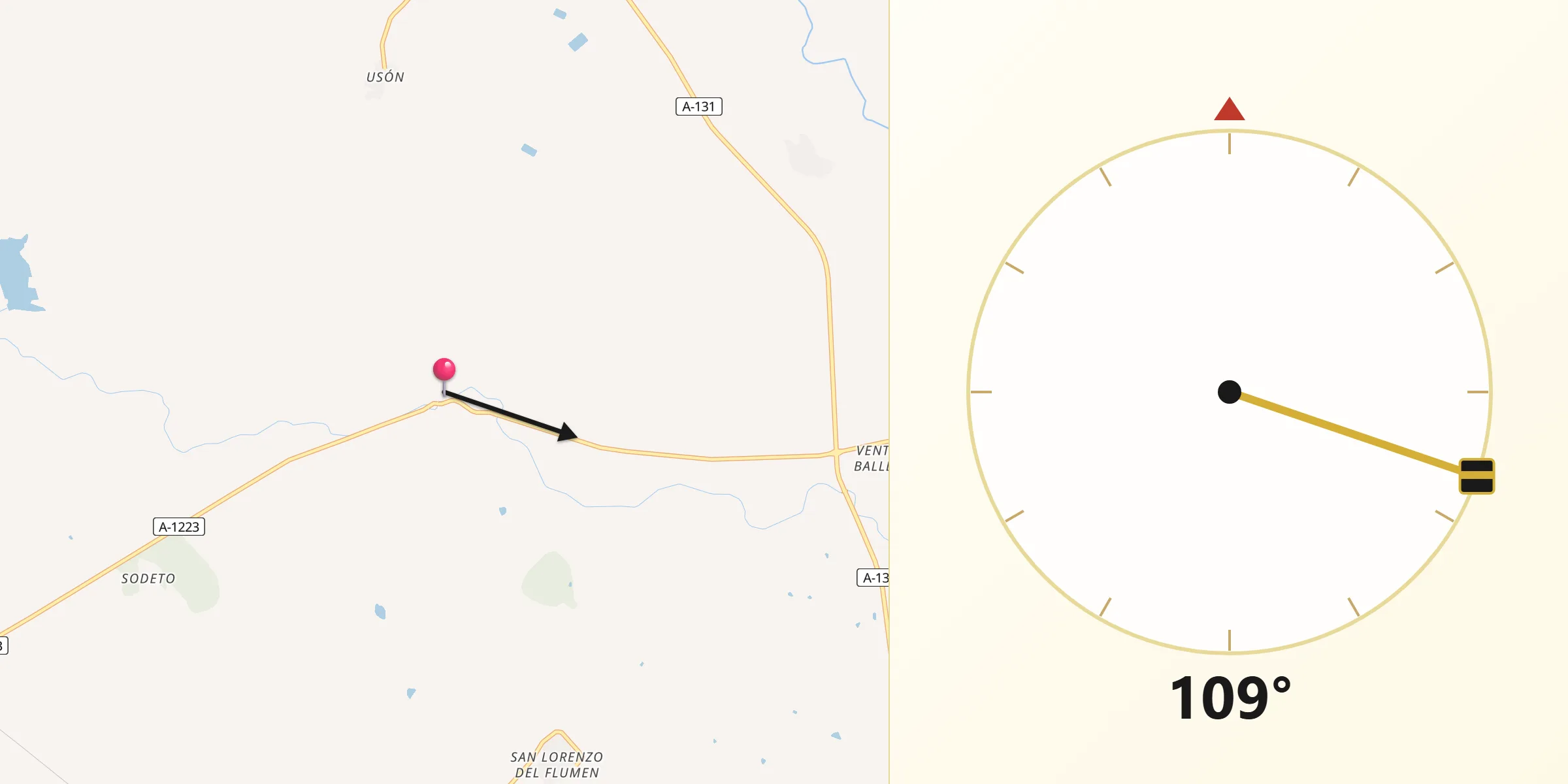 Dirección de la Qibla desde Alberuela de Tubo