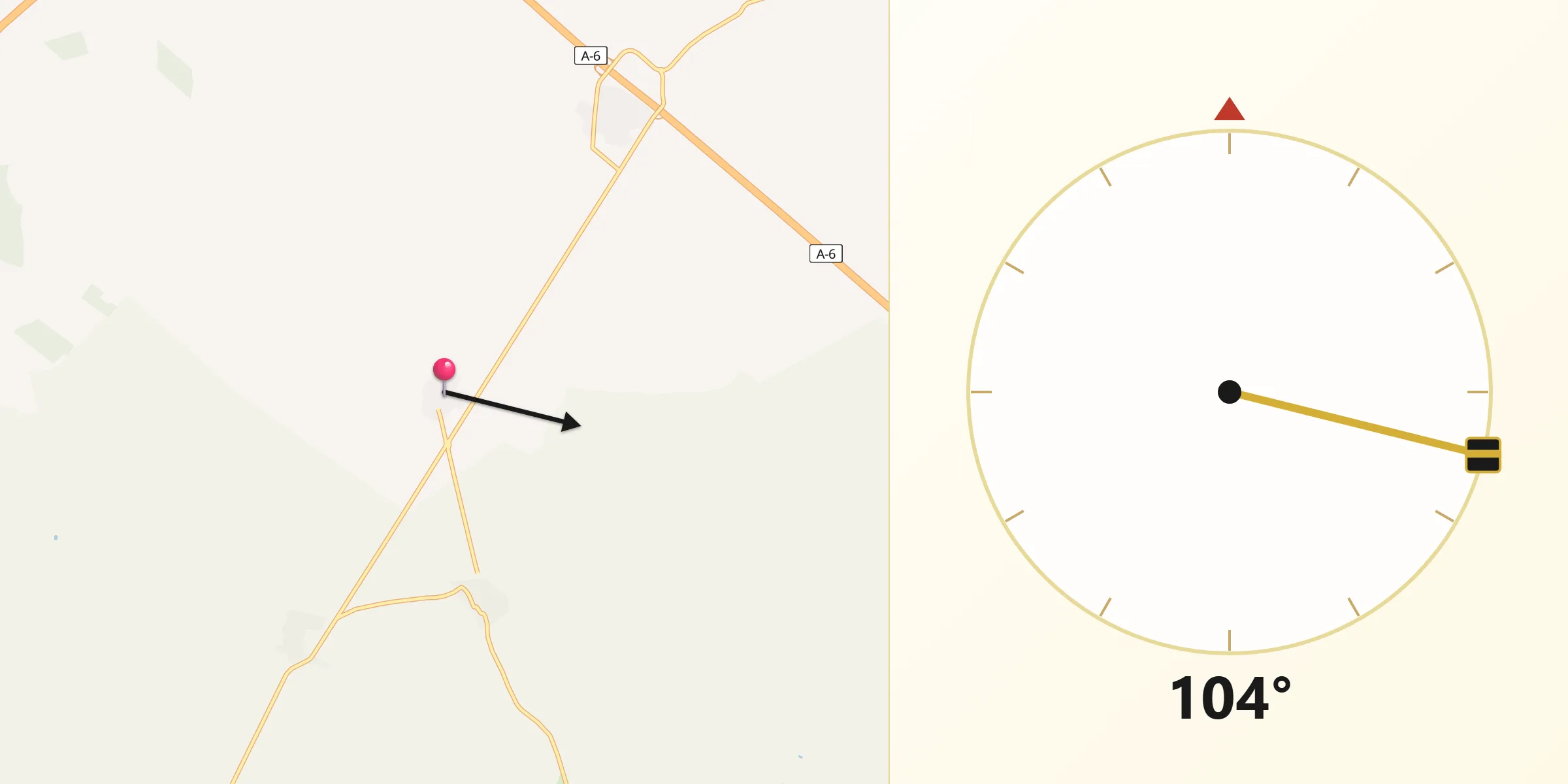 Dirección de la Qibla desde Vidayanes