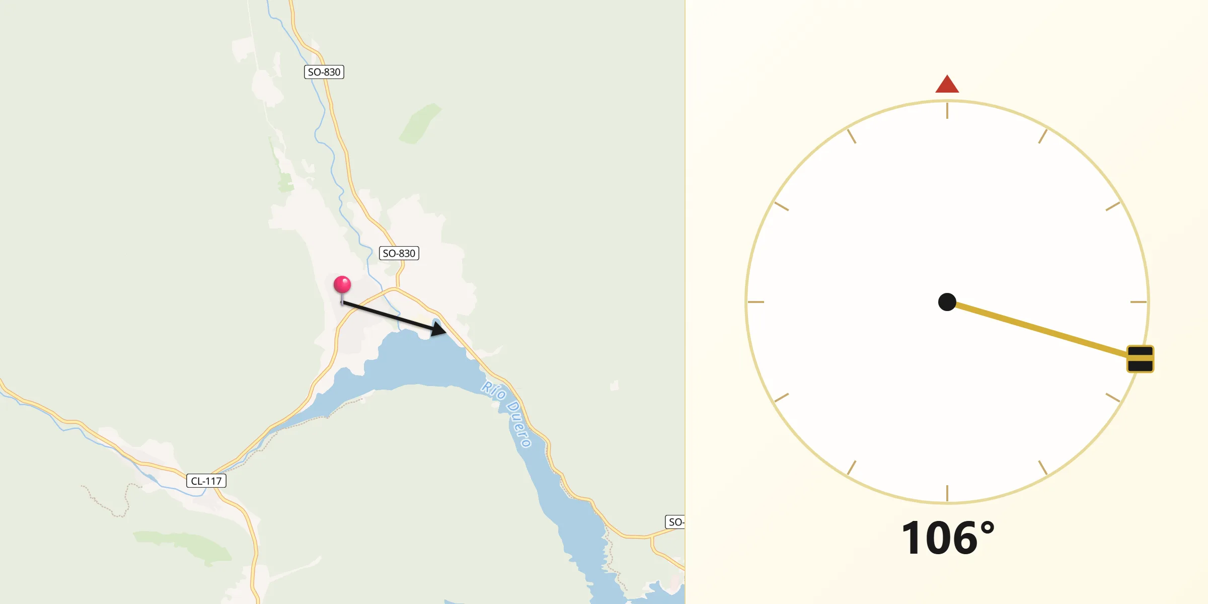 Dirección de la Qibla desde Vinuesa
