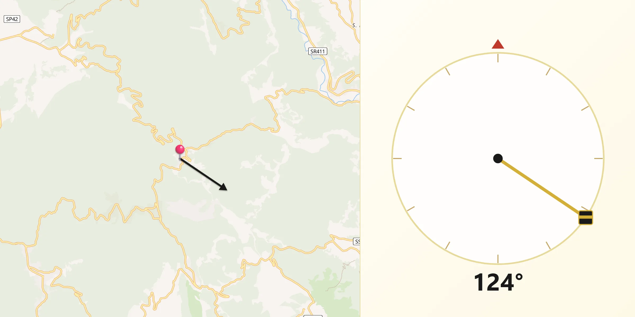 Direzione della Qibla da Rocca Santo Stefano