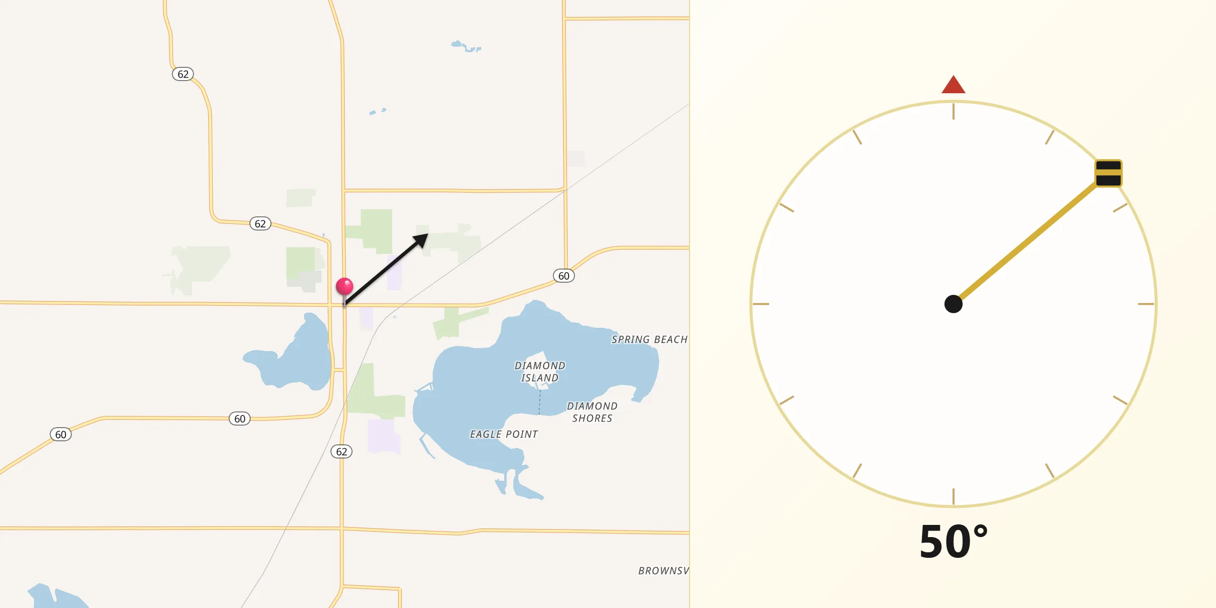 Qibla Direction from Cassopolis