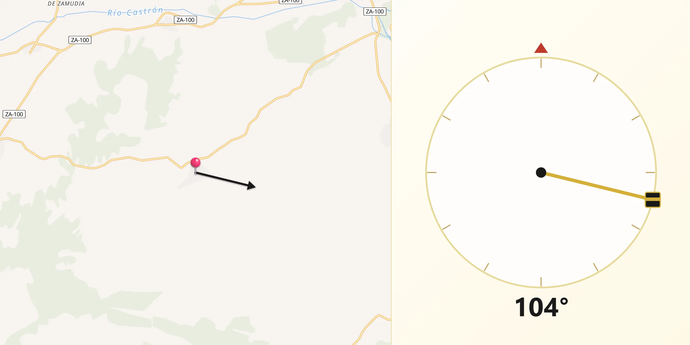 Dirección de la Qibla desde Friera de Valverde