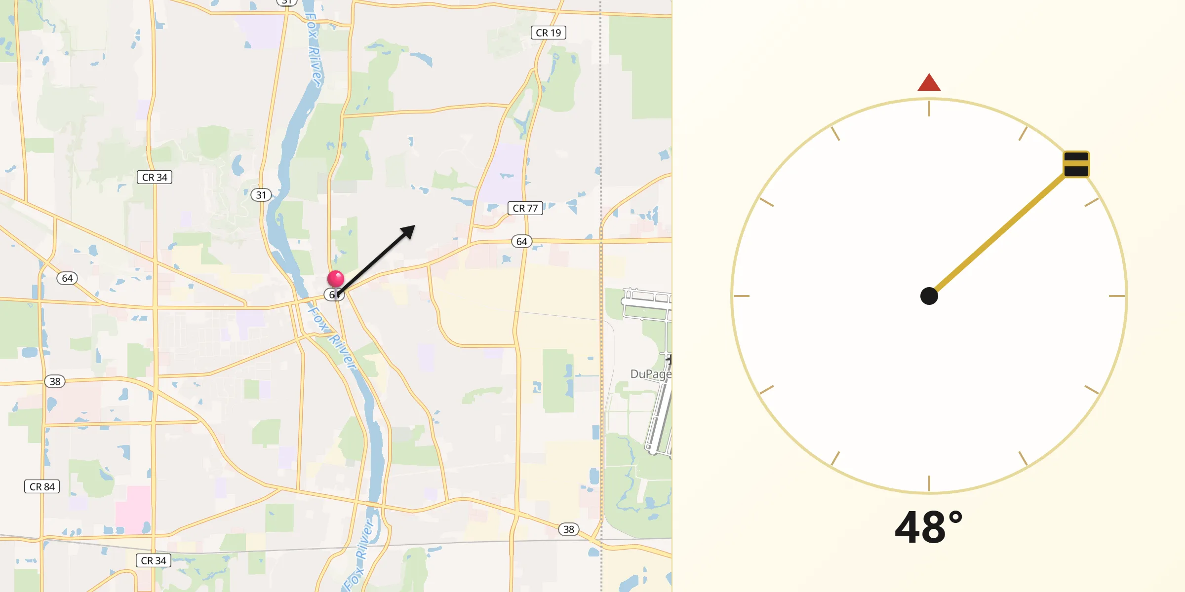 Qibla Direction from Saint Charles