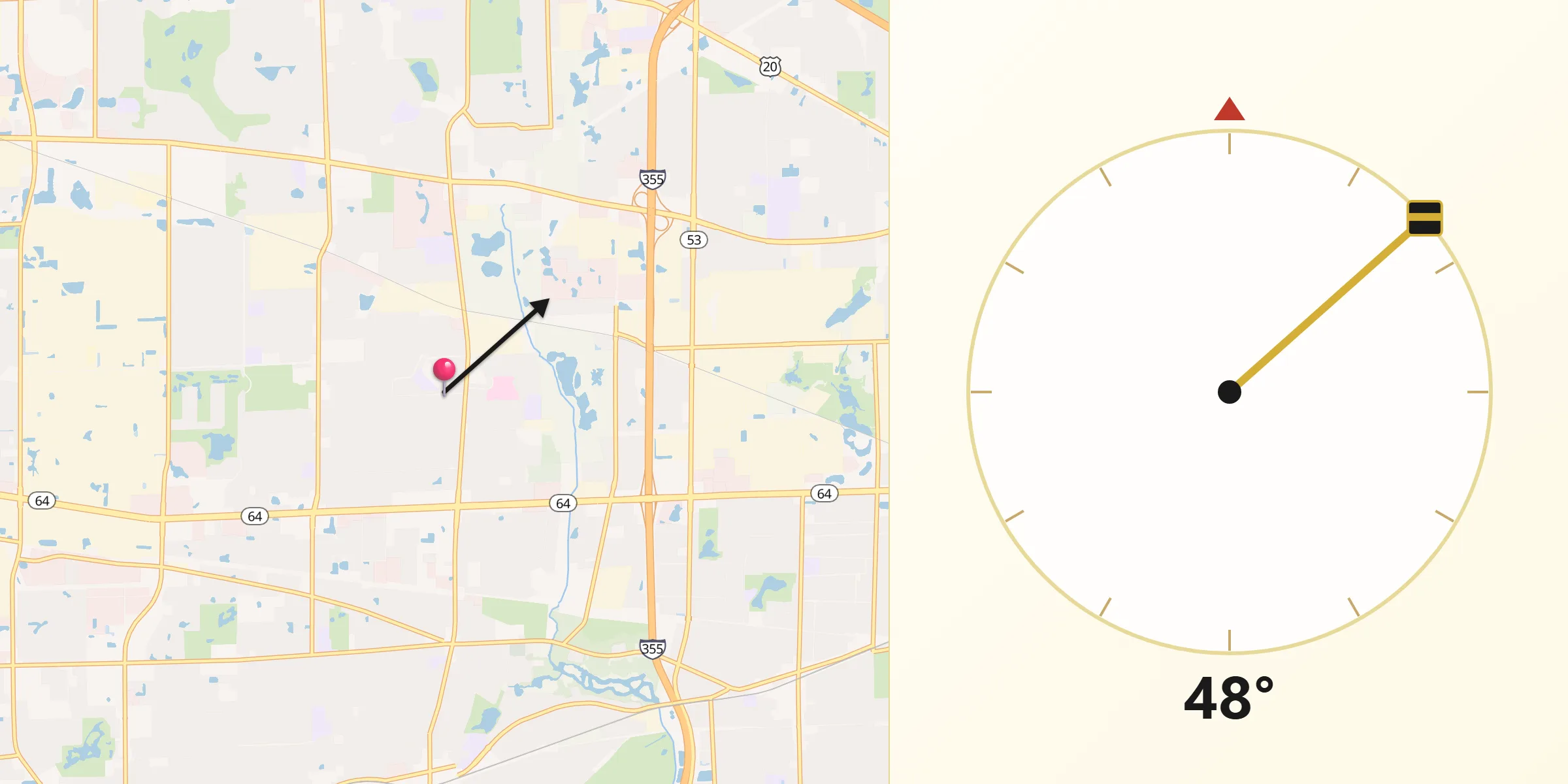 Qibla Direction from Glendale Heights