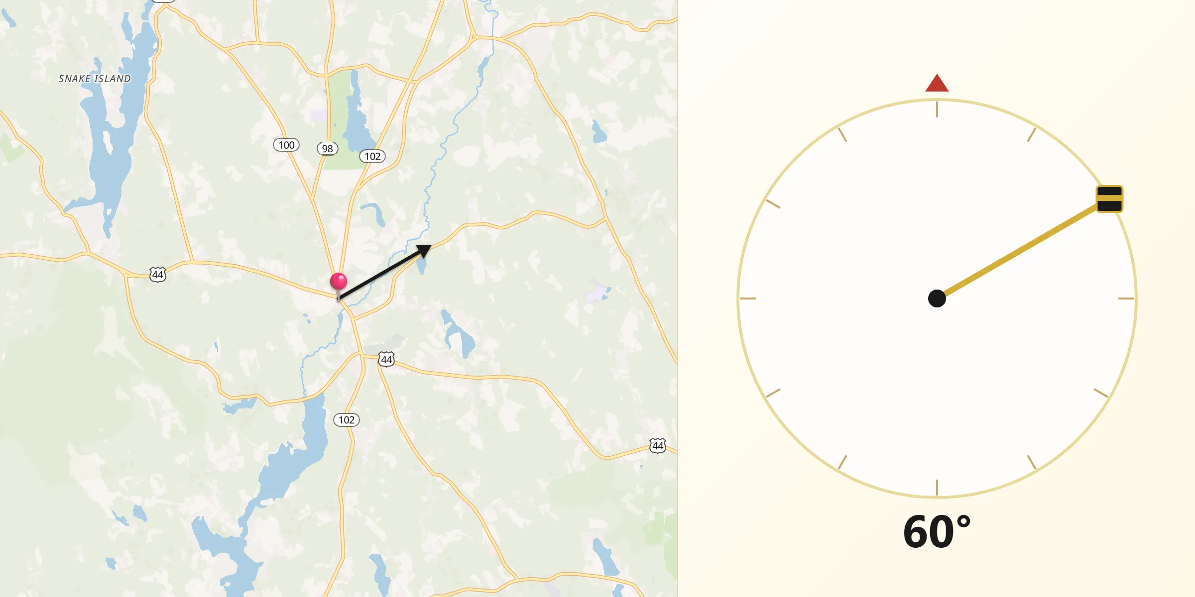 Qibla Direction from Chepachet