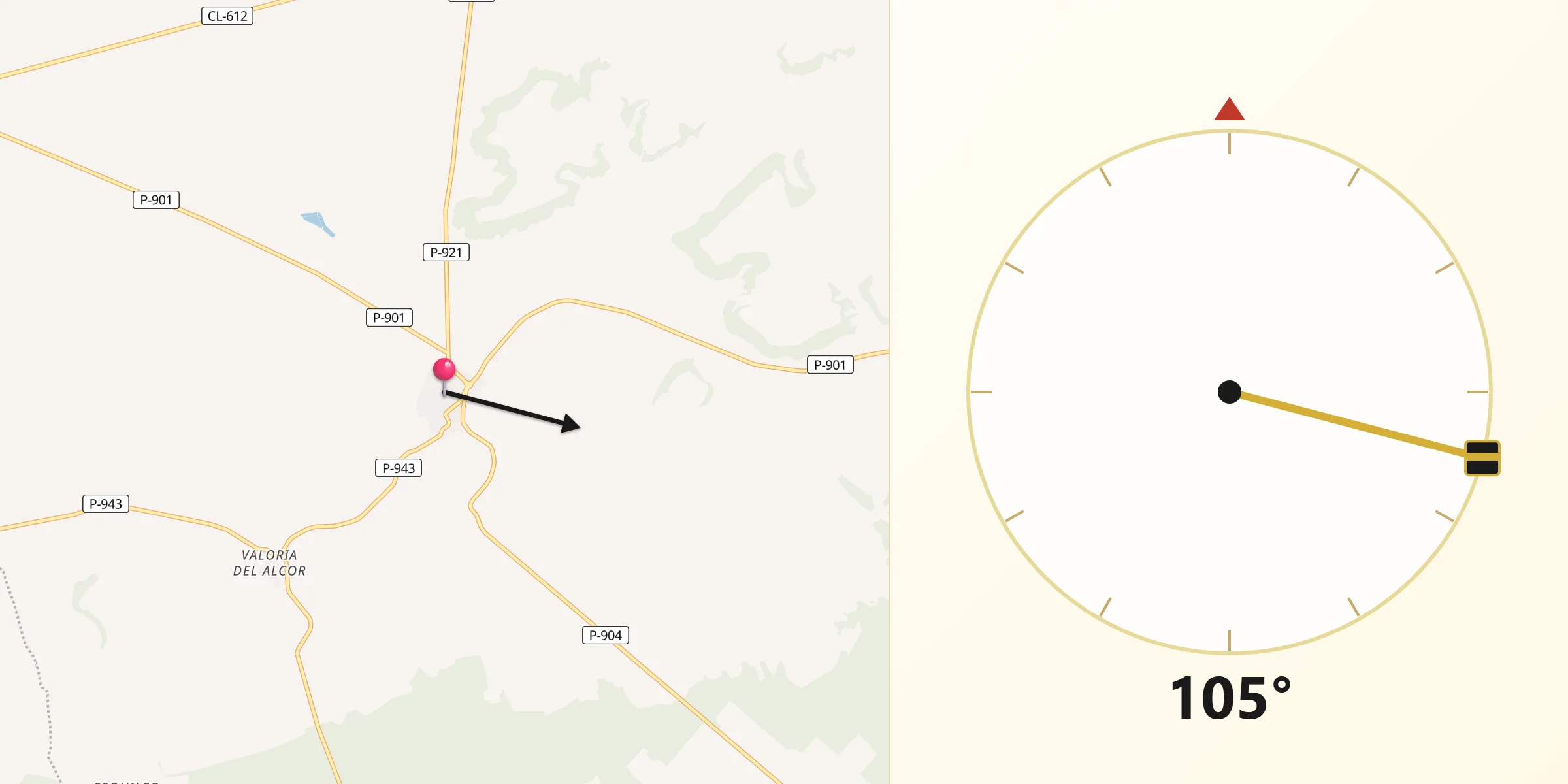 Dirección de la Qibla desde Ampudia