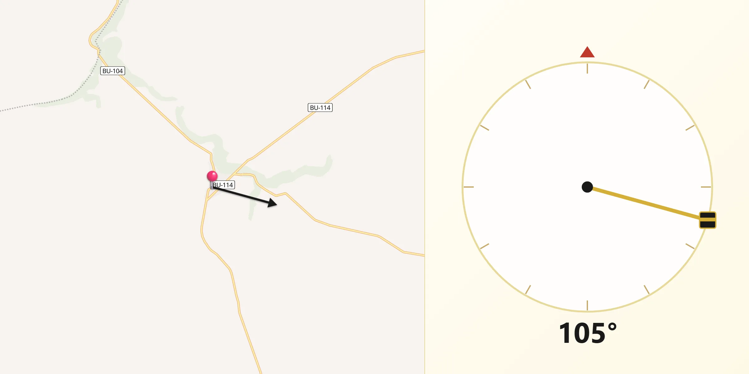 Dirección de la Qibla desde Villafruela