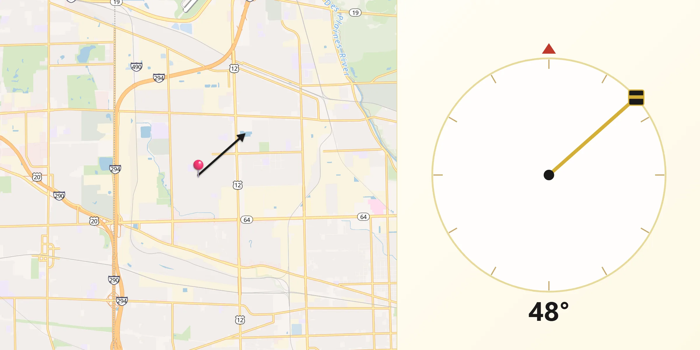 Qibla Direction from Northlake