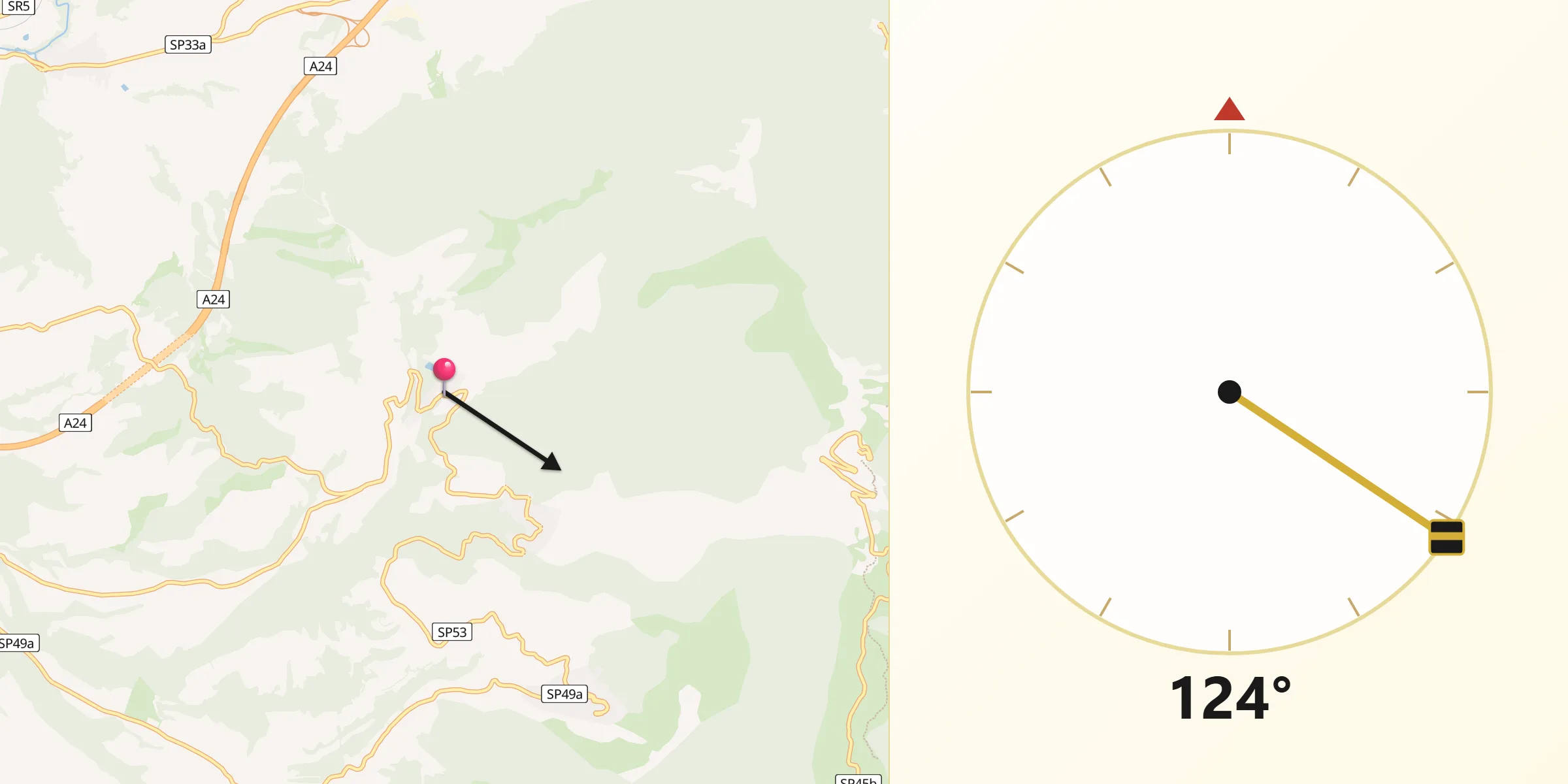 Direzione della Qibla da San Gregorio da Sassola