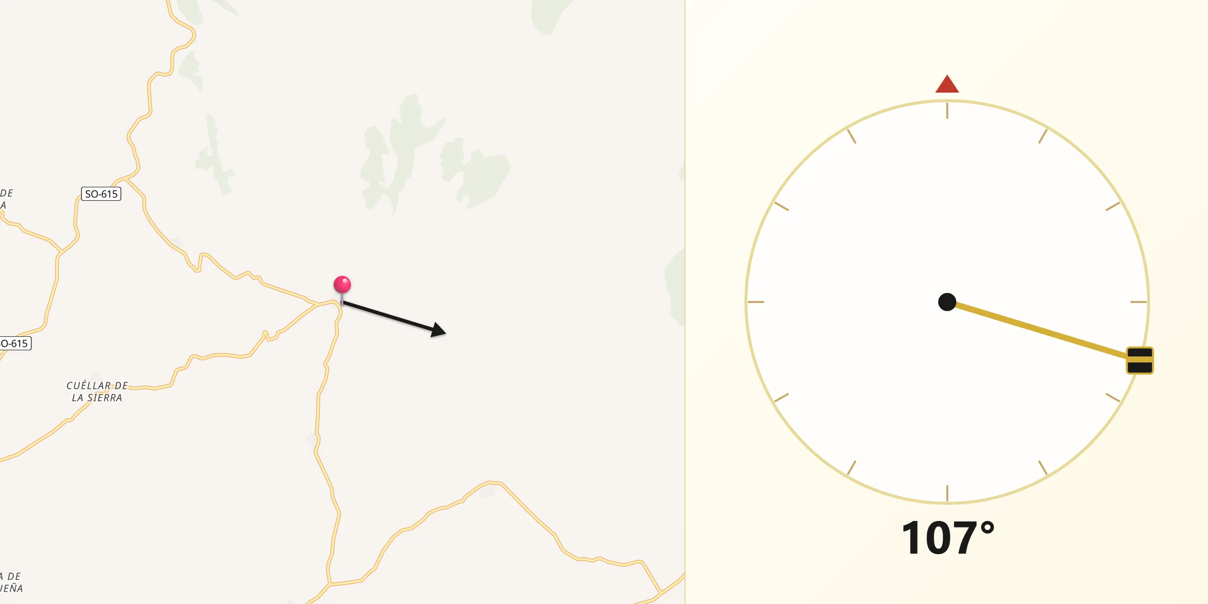 Dirección de la Qibla desde Castilfrío de la Sierra