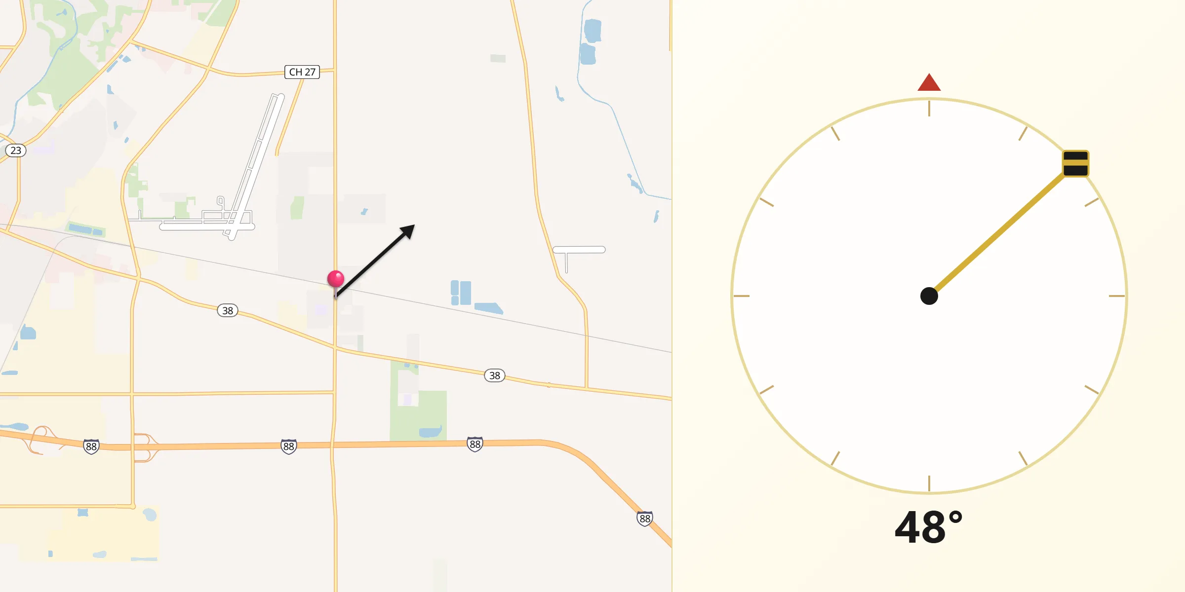 Qibla Direction from Cortland