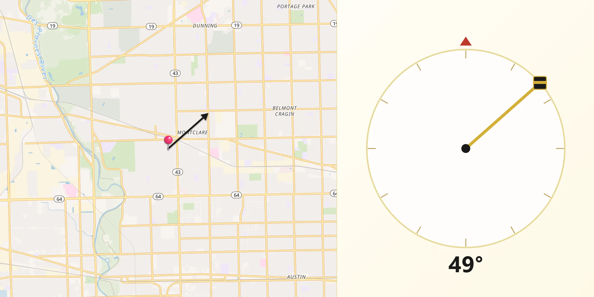 Qibla Direction from Elmwood Park