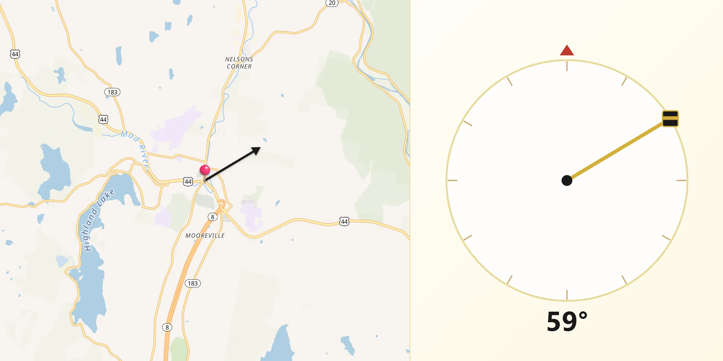 Qibla Direction from Winsted