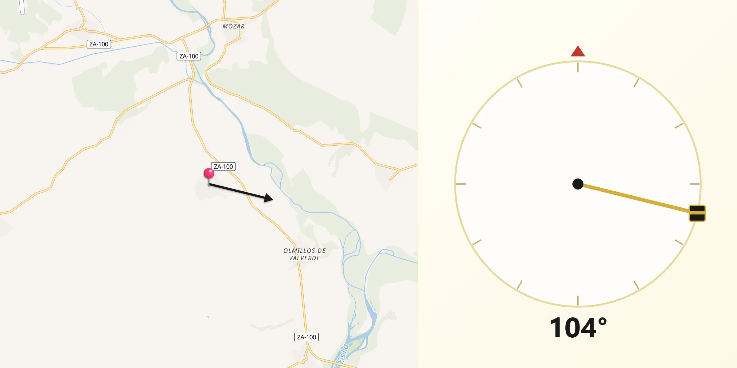 Dirección de la Qibla desde Burganes de Valverde