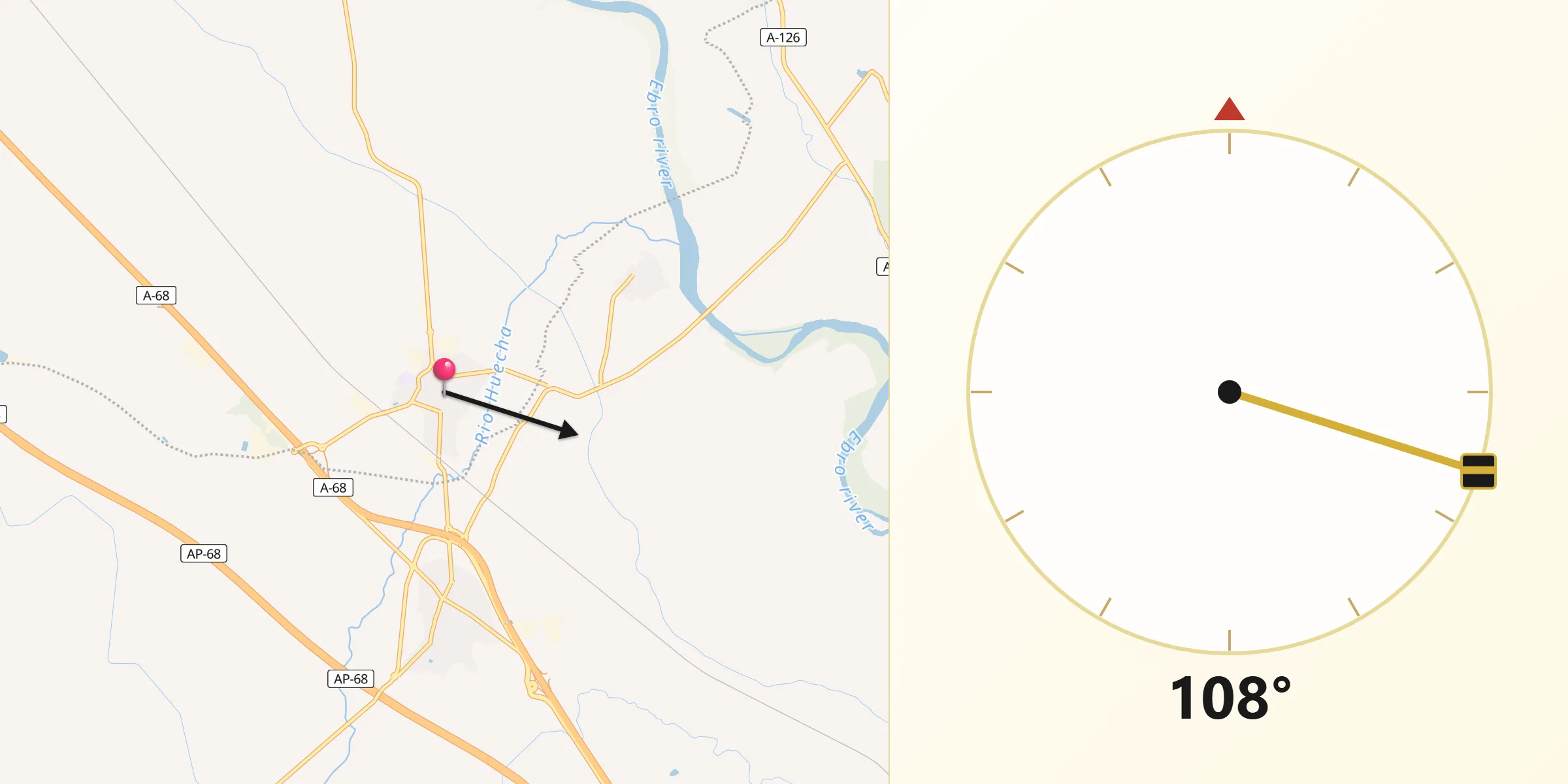 Dirección de la Qibla desde Cortes