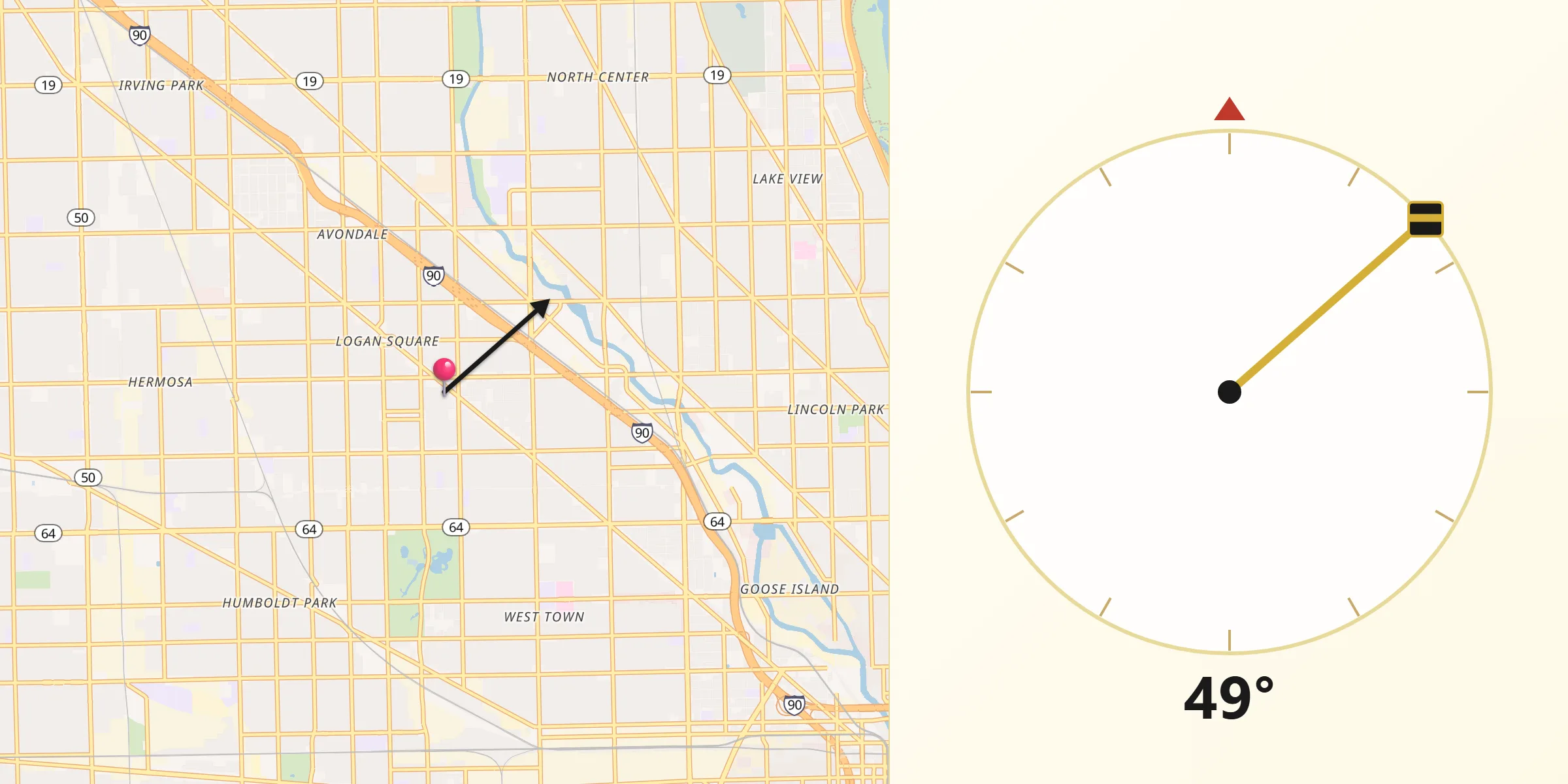 Qibla Direction from Logan Square