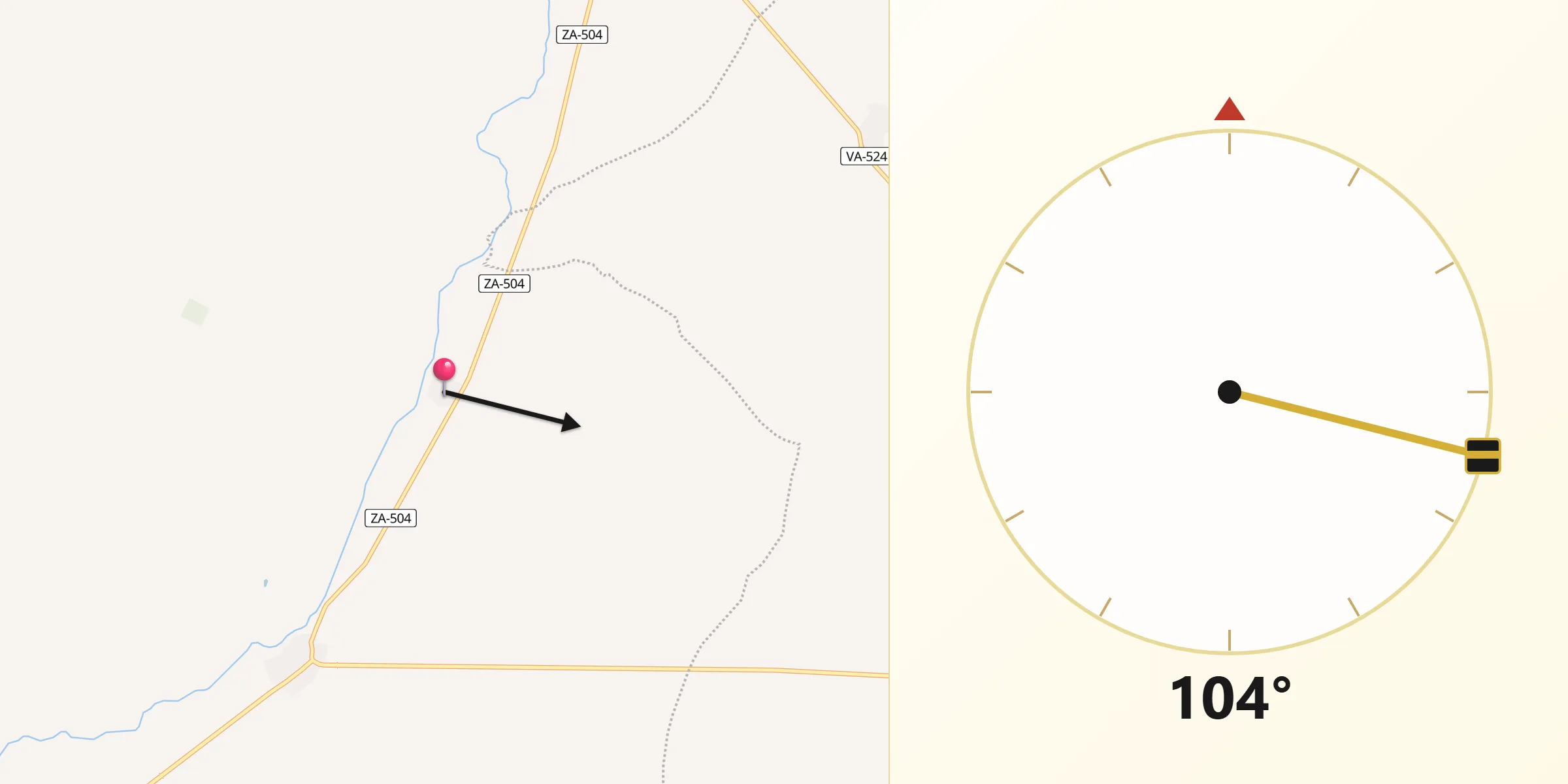 Dirección de la Qibla desde Villar de Fallaves