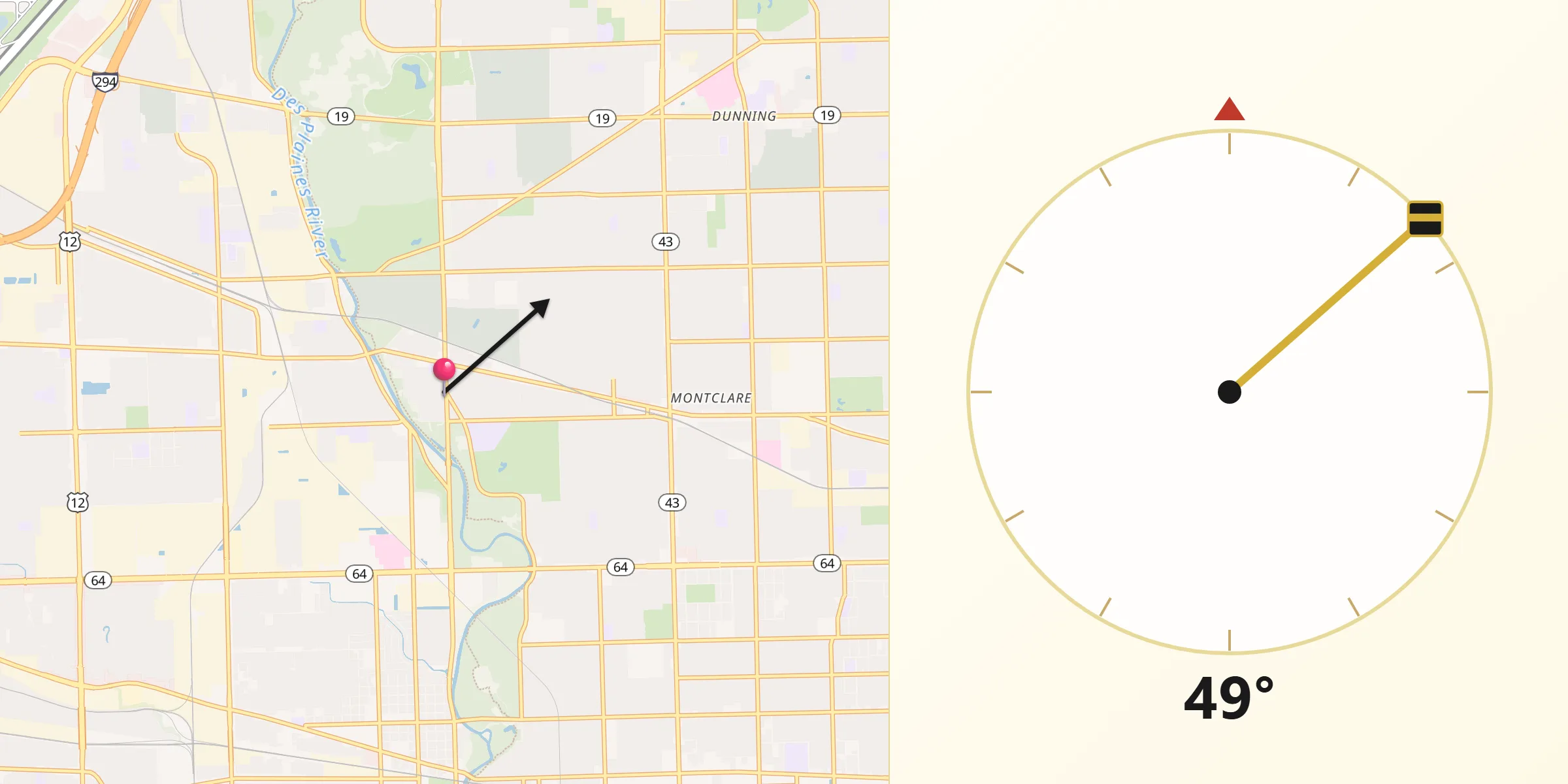 Qibla Direction from River Grove