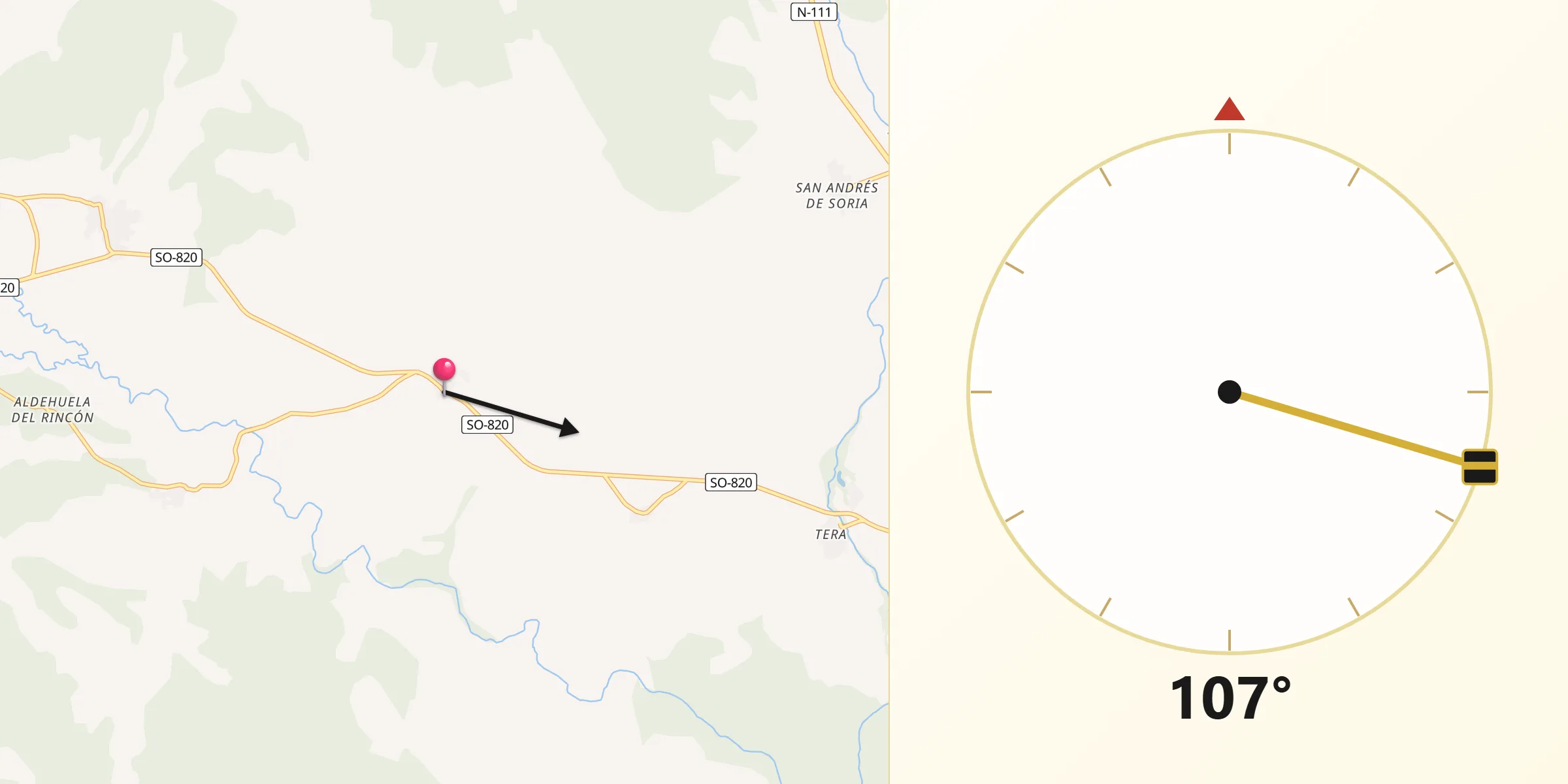 Dirección de la Qibla desde Rollamienta