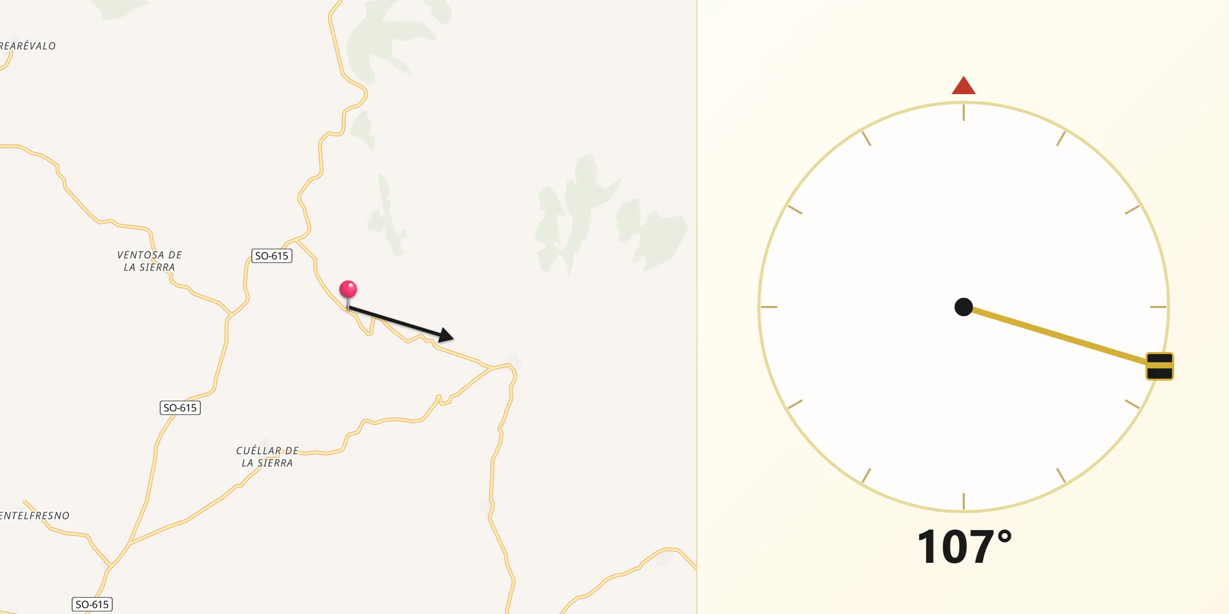 Dirección de la Qibla desde Estepa de San Juan