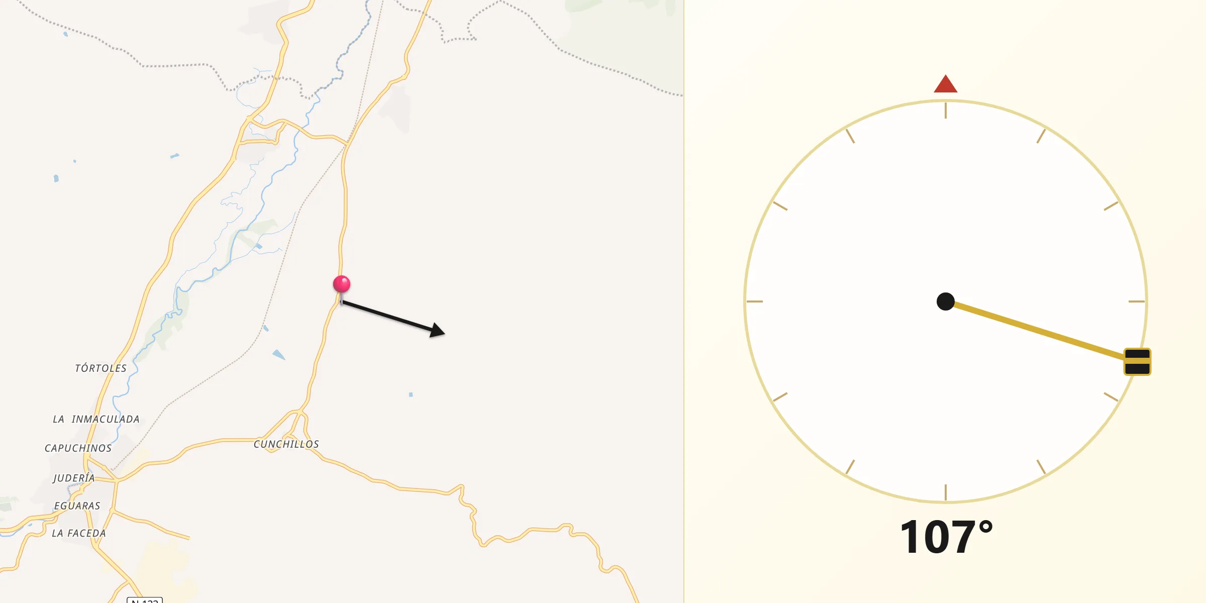 Dirección de la Qibla desde Vierlas