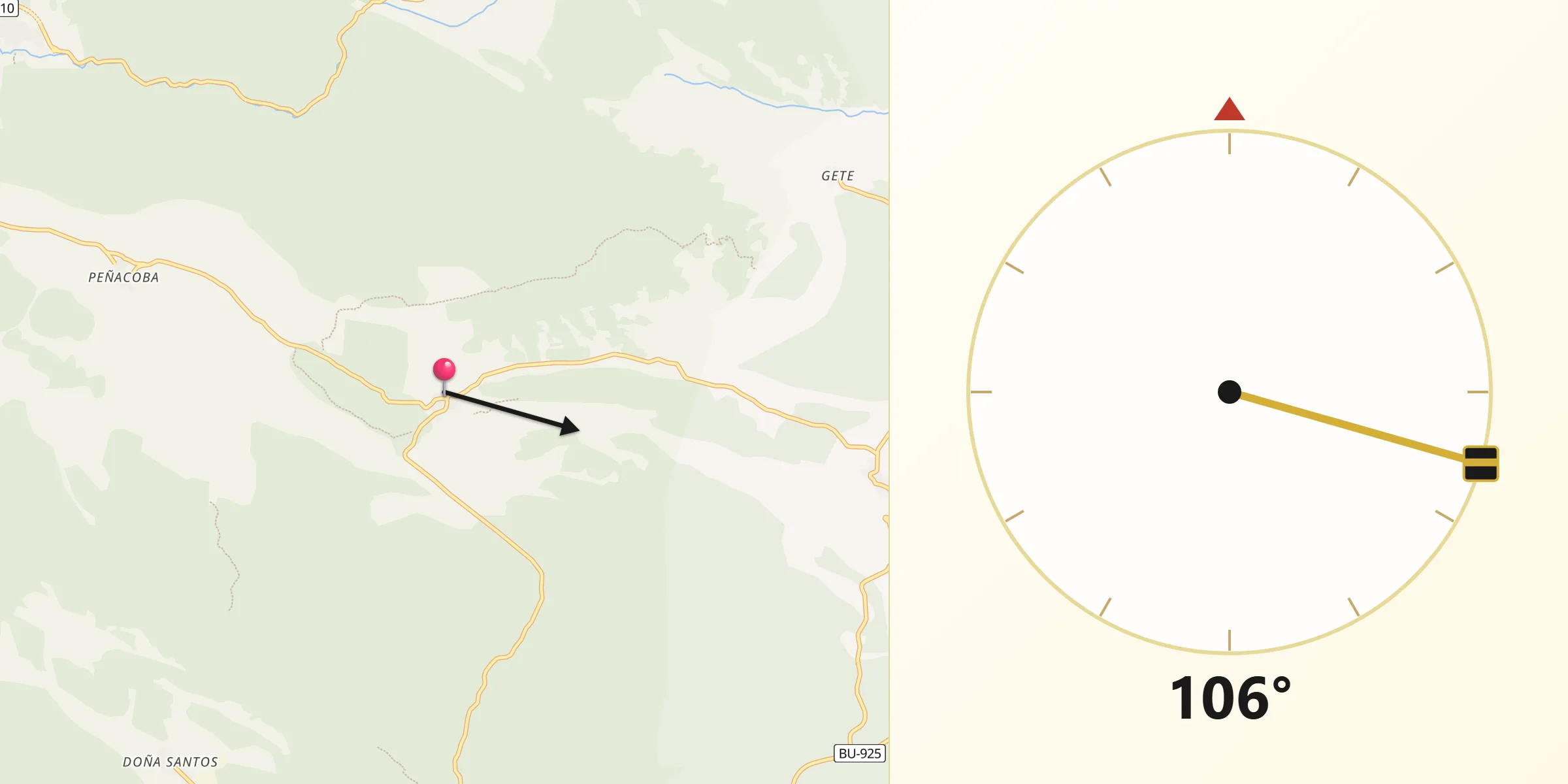Dirección de la Qibla desde Mamolar