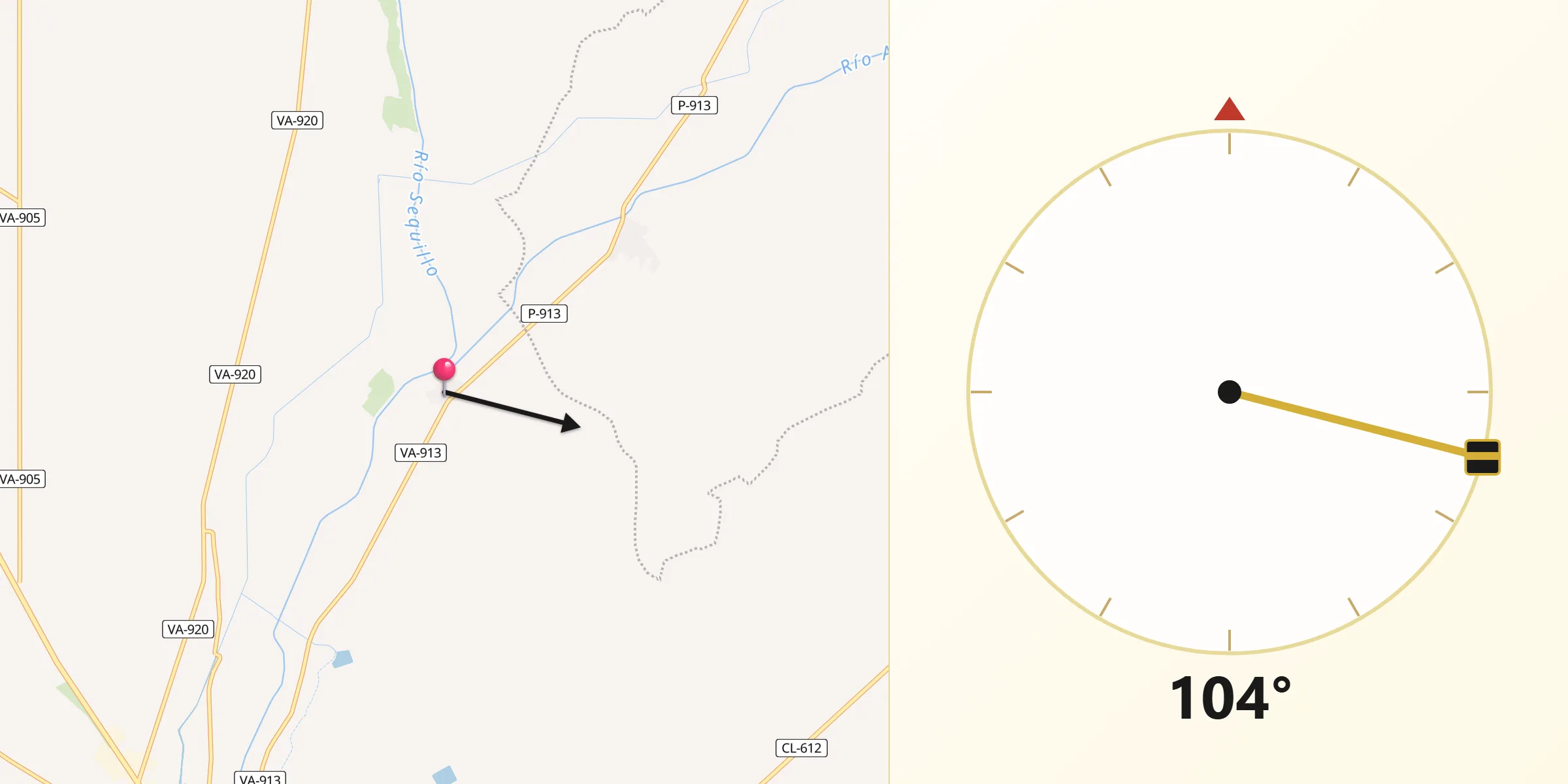 Dirección de la Qibla desde Villanueva de San Mancio