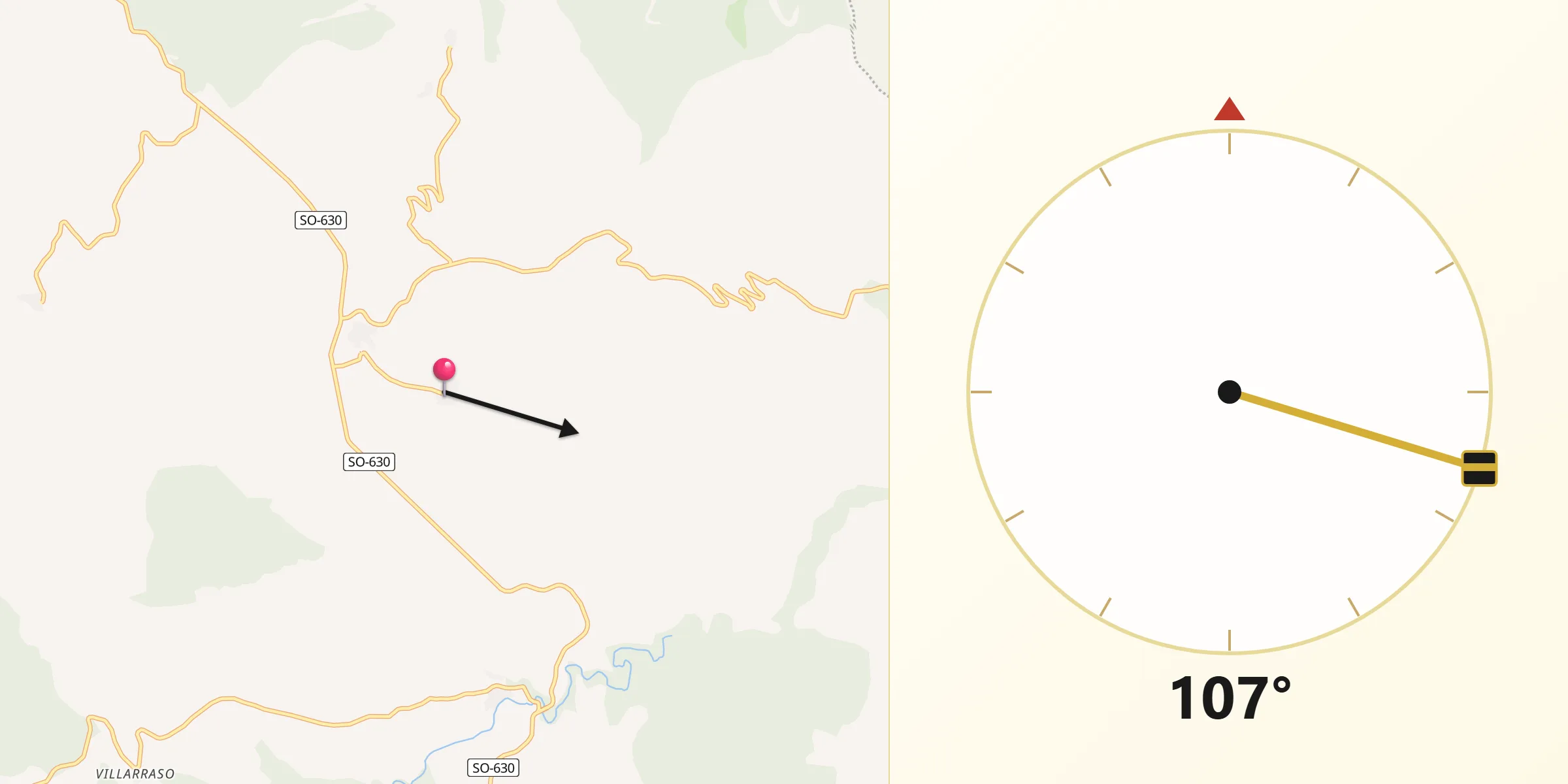 Dirección de la Qibla desde Cerbón