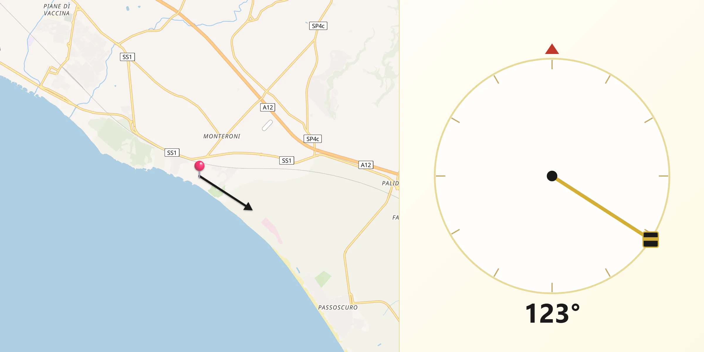 Direzione della Qibla da Marina San Nicola