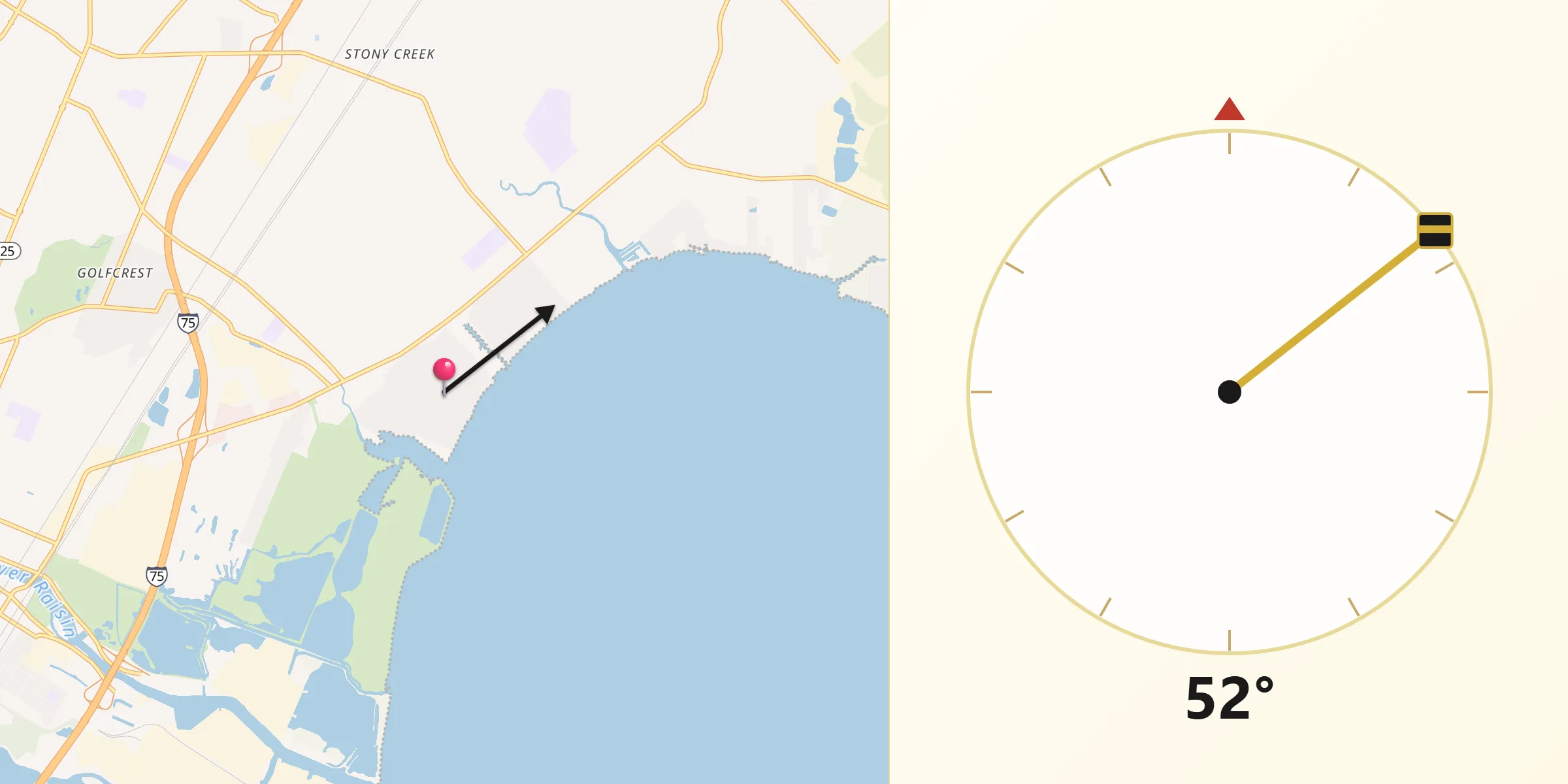 Qibla Direction from Detroit Beach