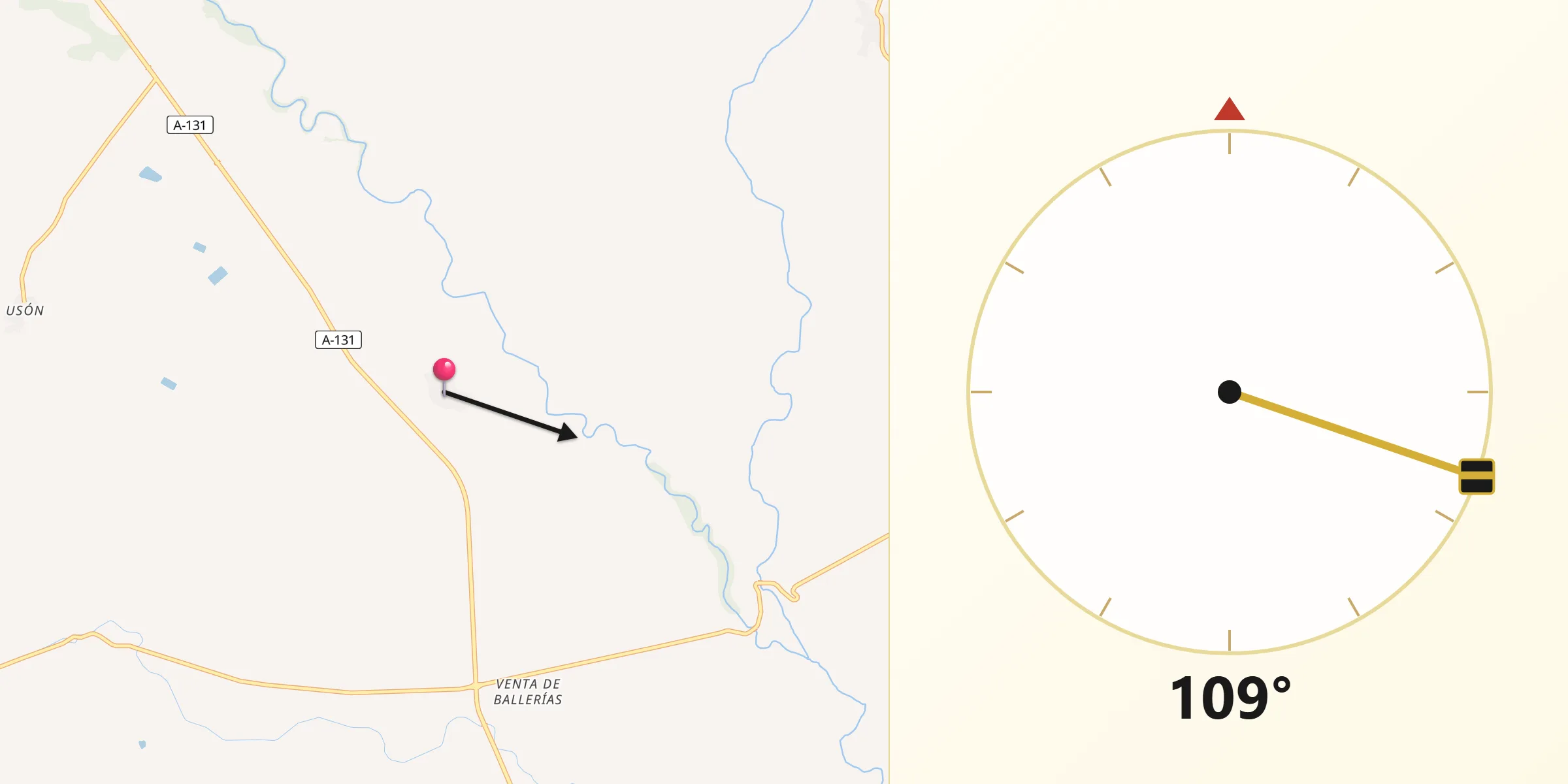 Dirección de la Qibla desde Huerto