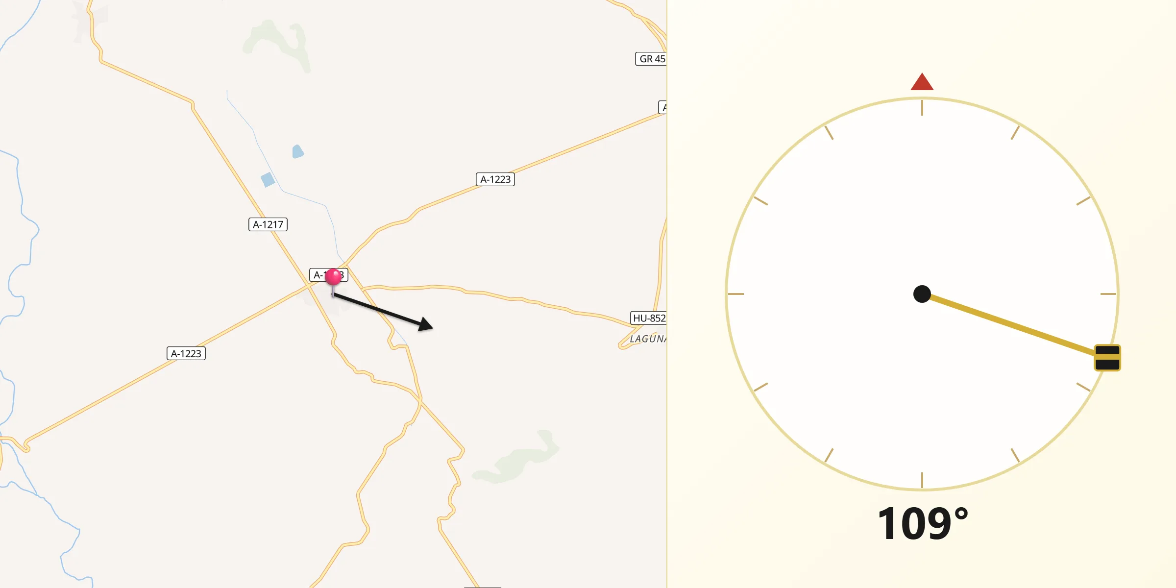 Dirección de la Qibla desde Peralta de Alcofea