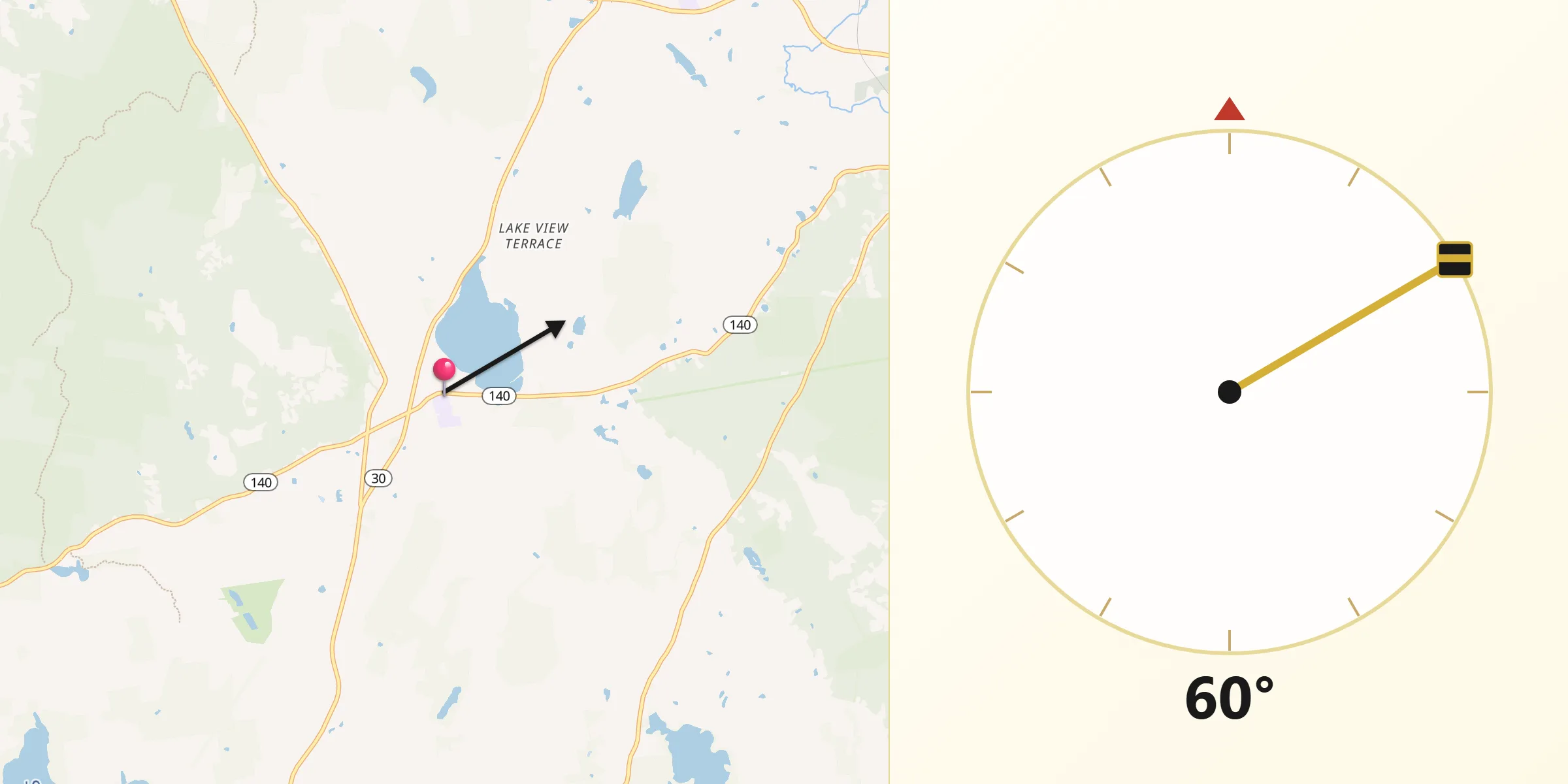 Qibla Direction from Crystal Lake