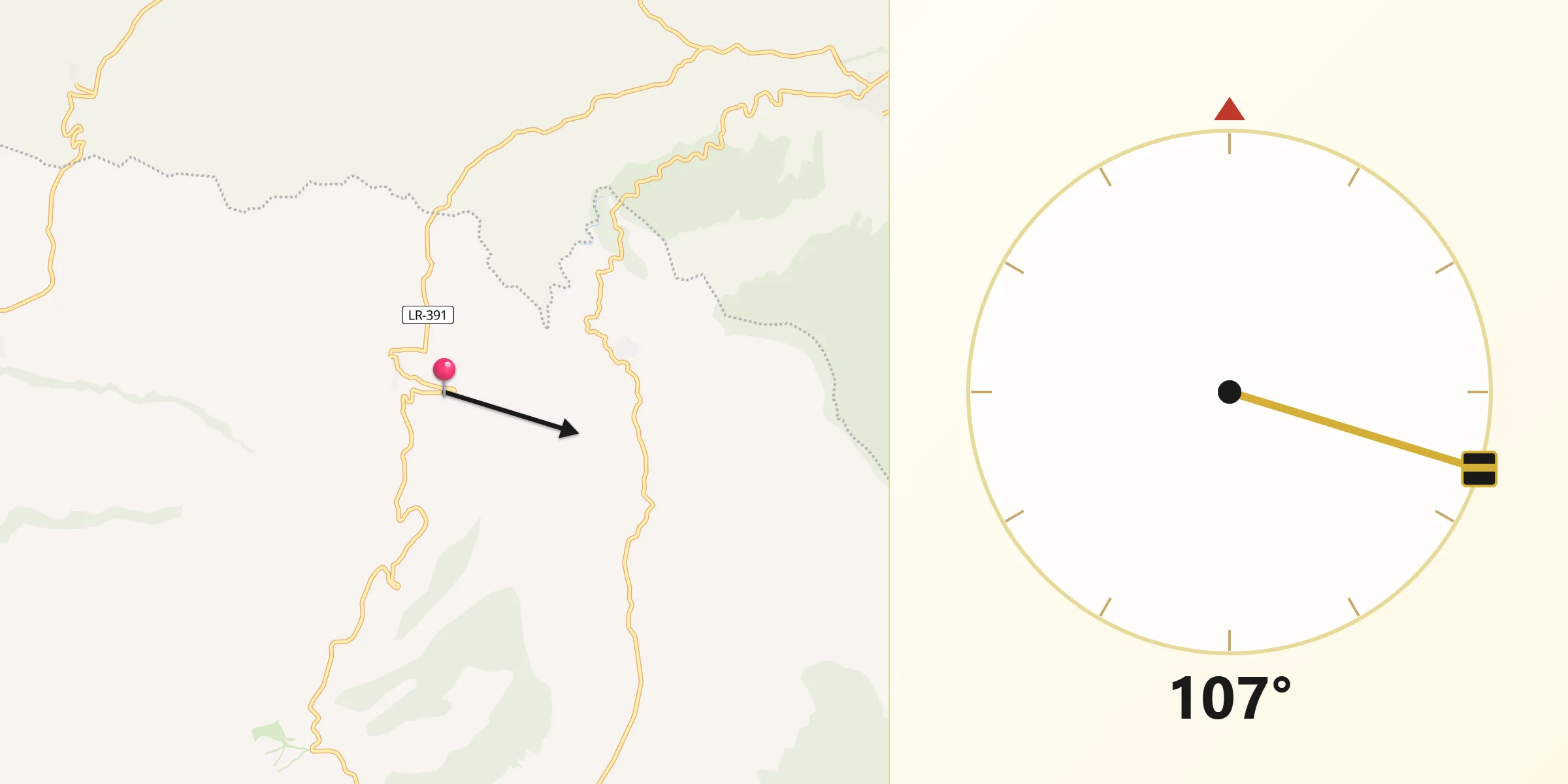 Dirección de la Qibla desde Cigudosa