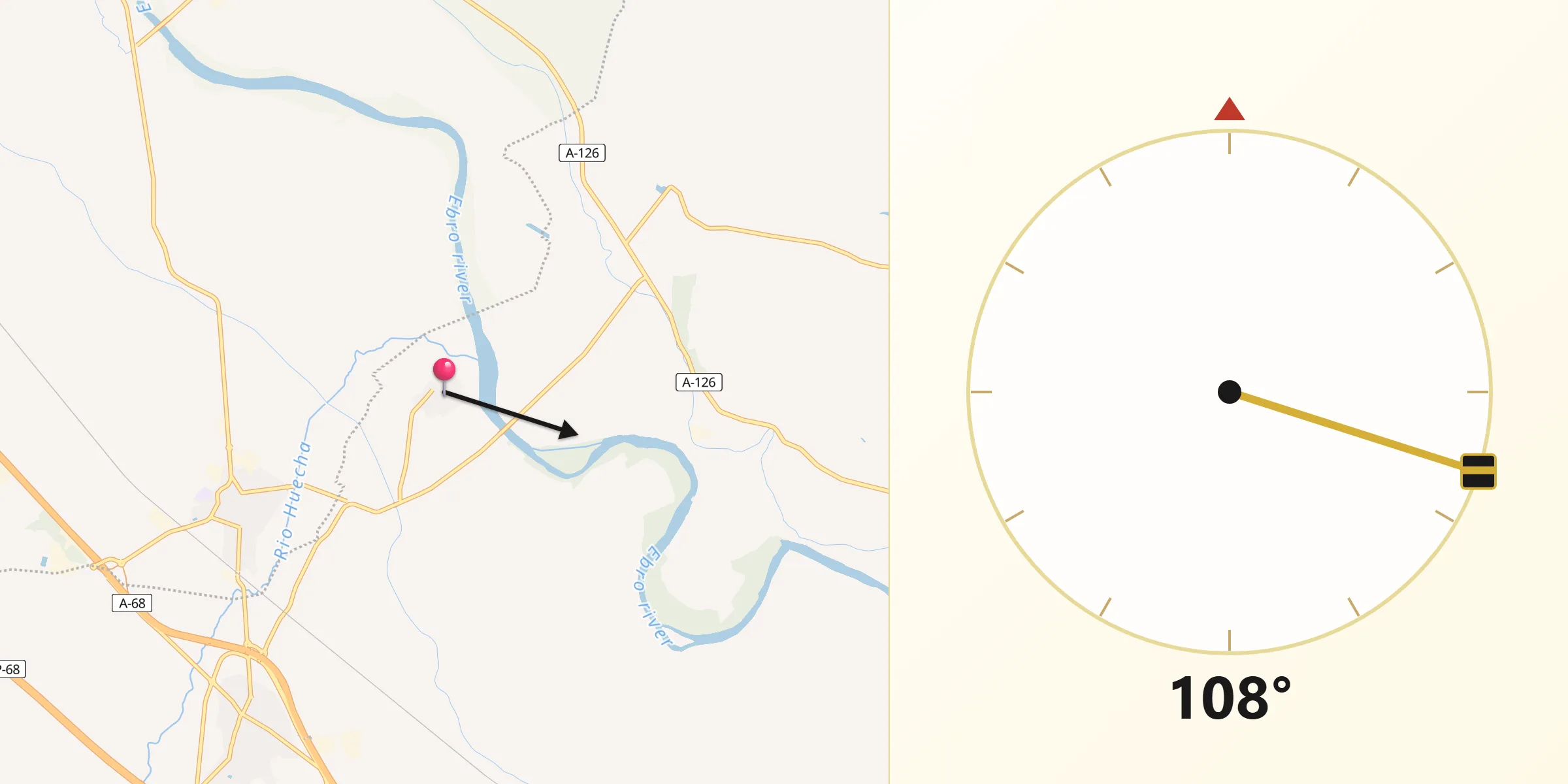 Dirección de la Qibla desde Novillas