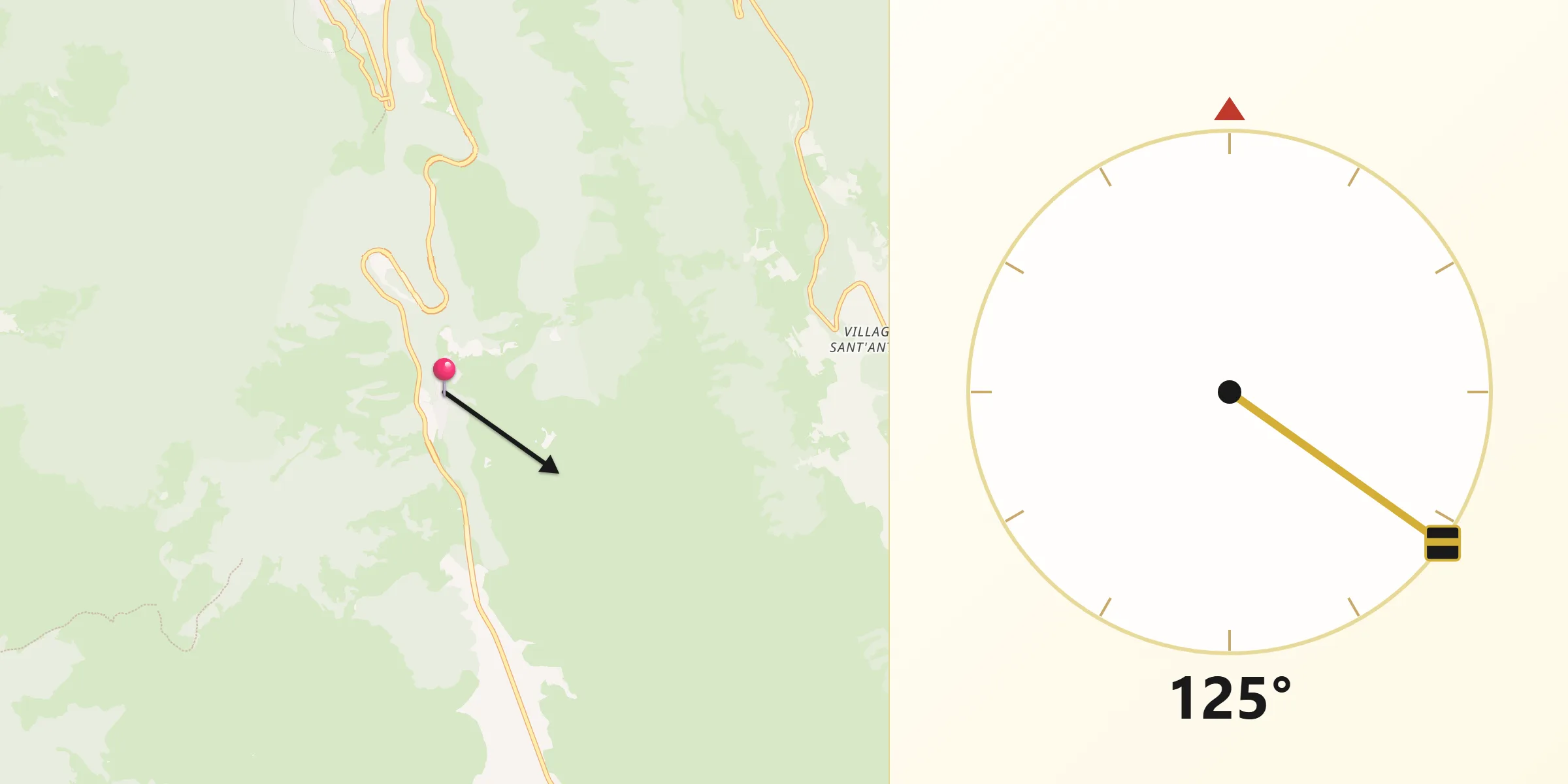 Direzione della Qibla da Rocca Pia