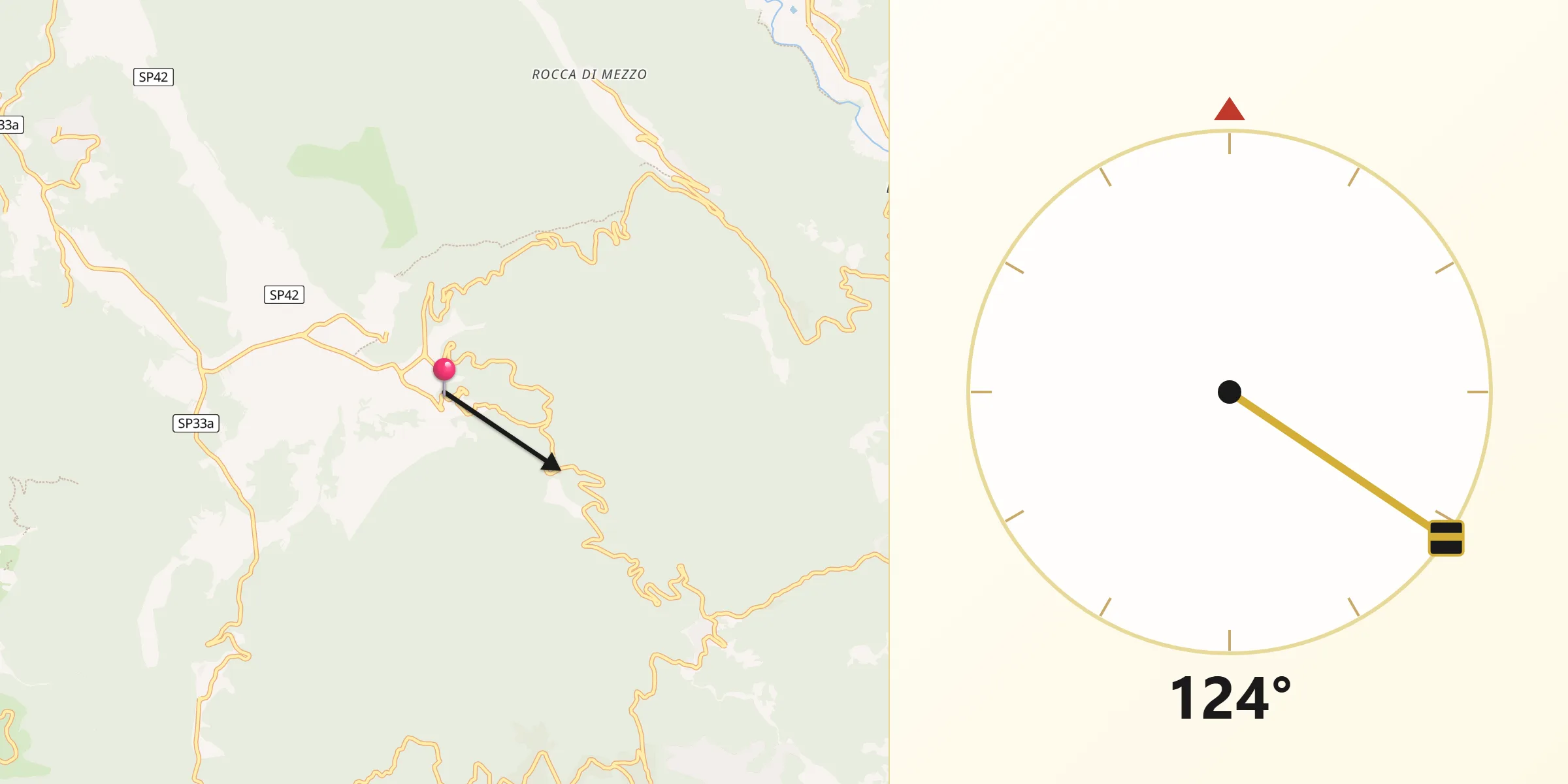 Direzione della Qibla da Gerano