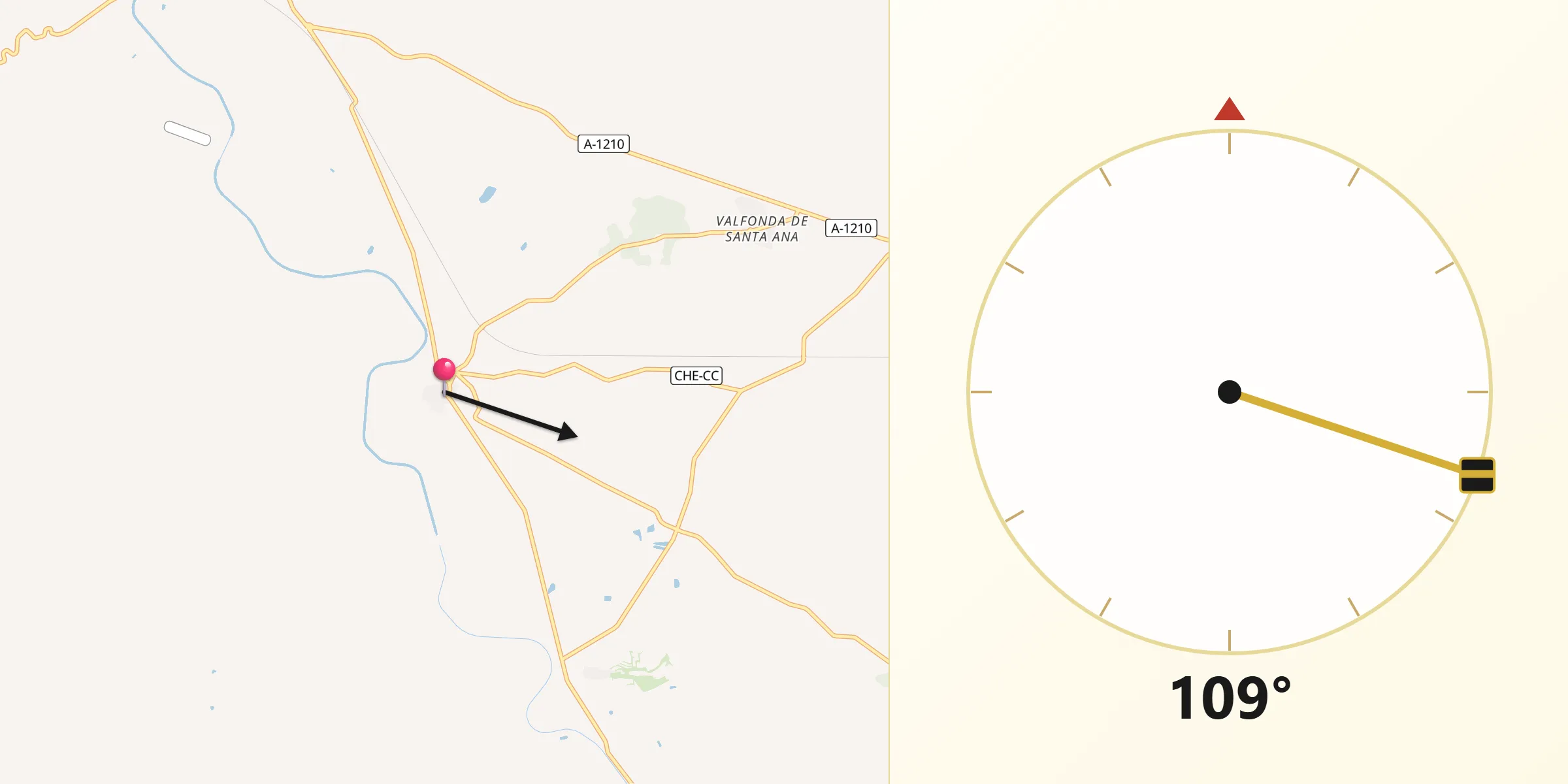 Dirección de la Qibla desde Torralba de Aragón