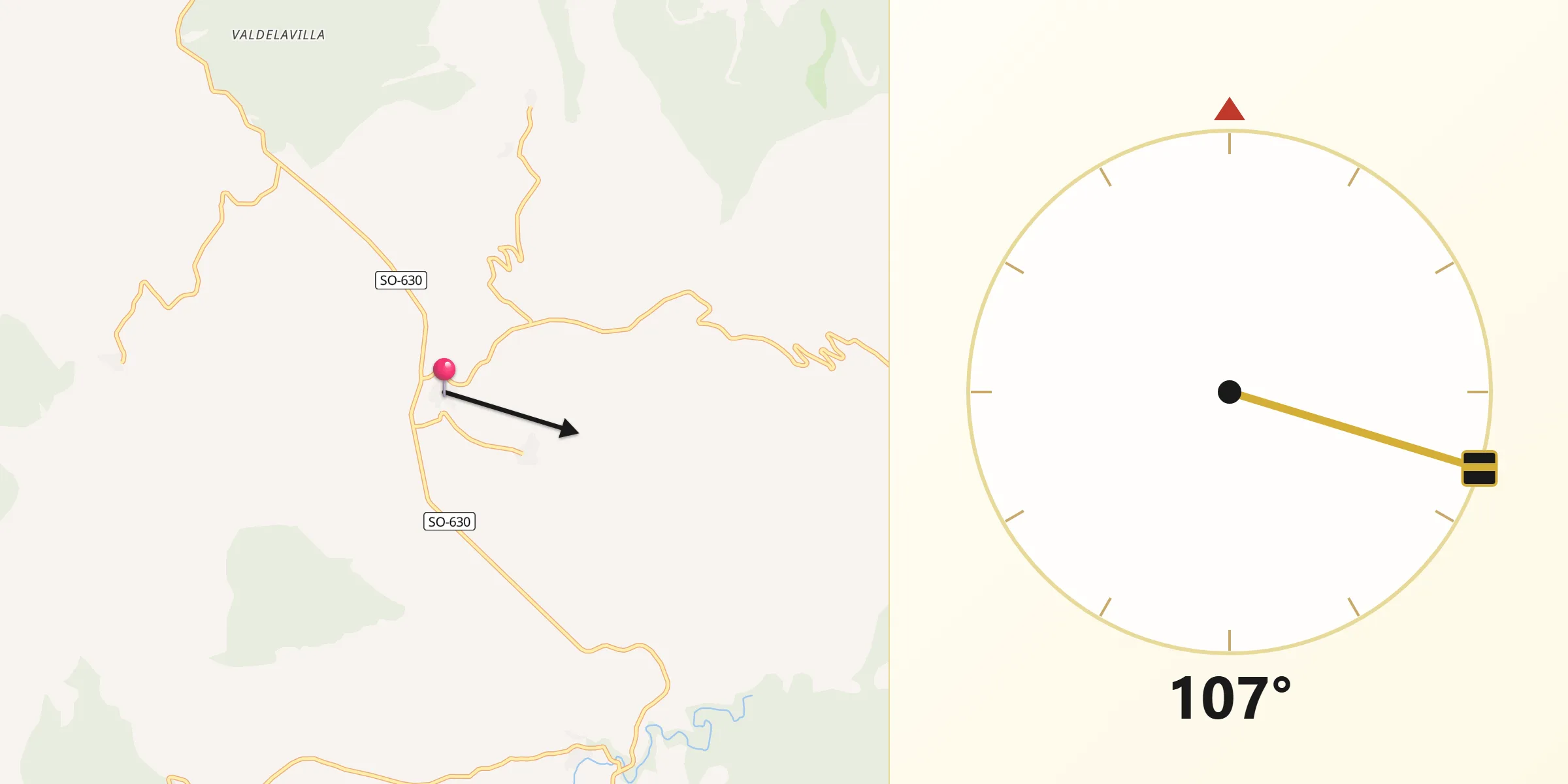 Dirección de la Qibla desde Fuentes de Magaña