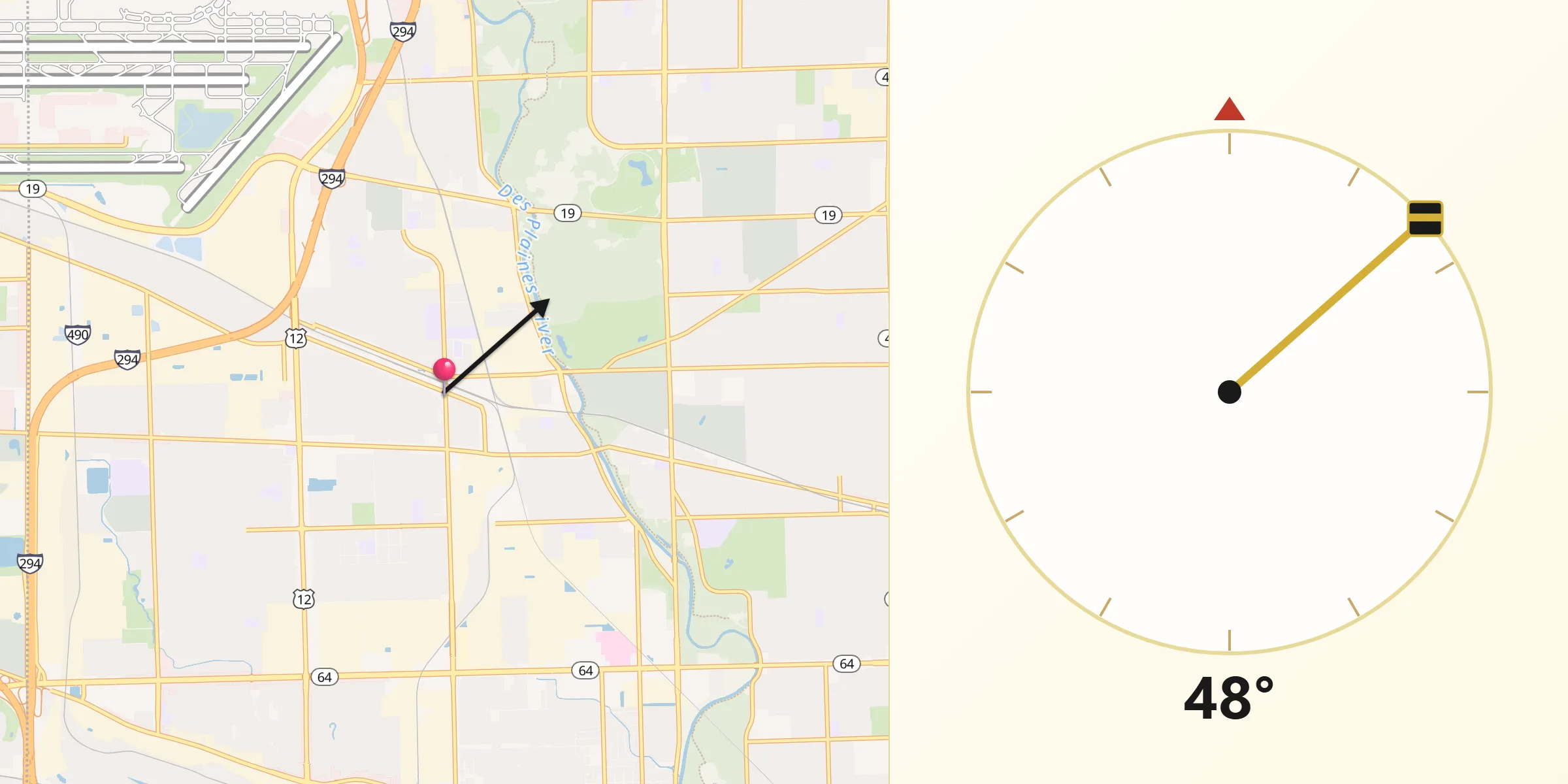 Qibla Direction from Franklin Park