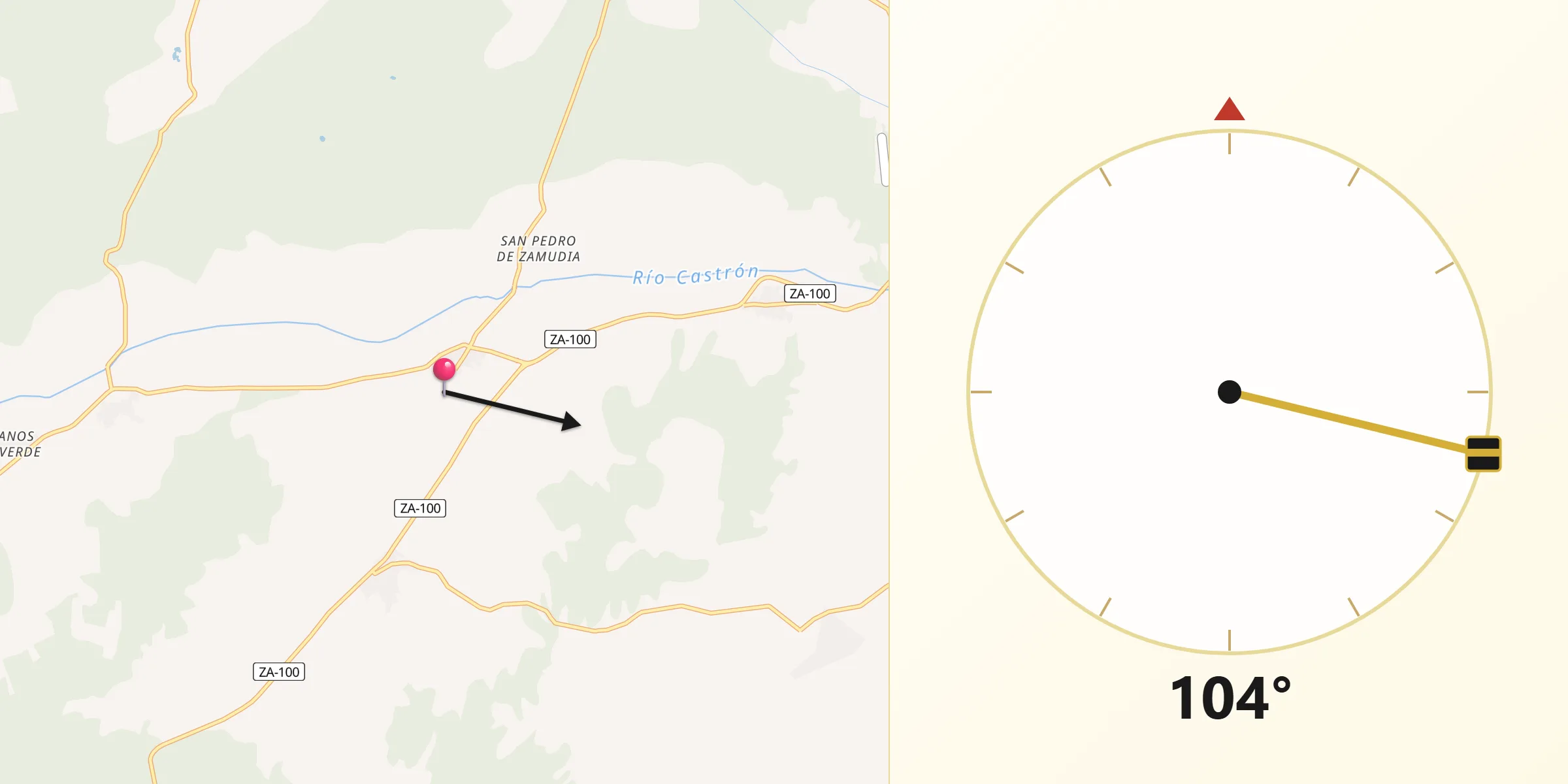 Dirección de la Qibla desde Morales de Valverde