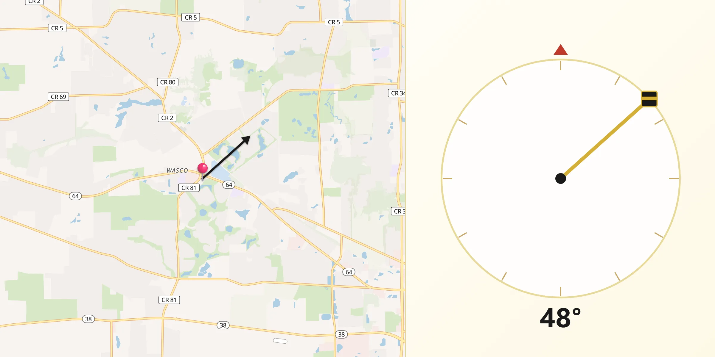 Qibla Direction from Village of Campton Hills