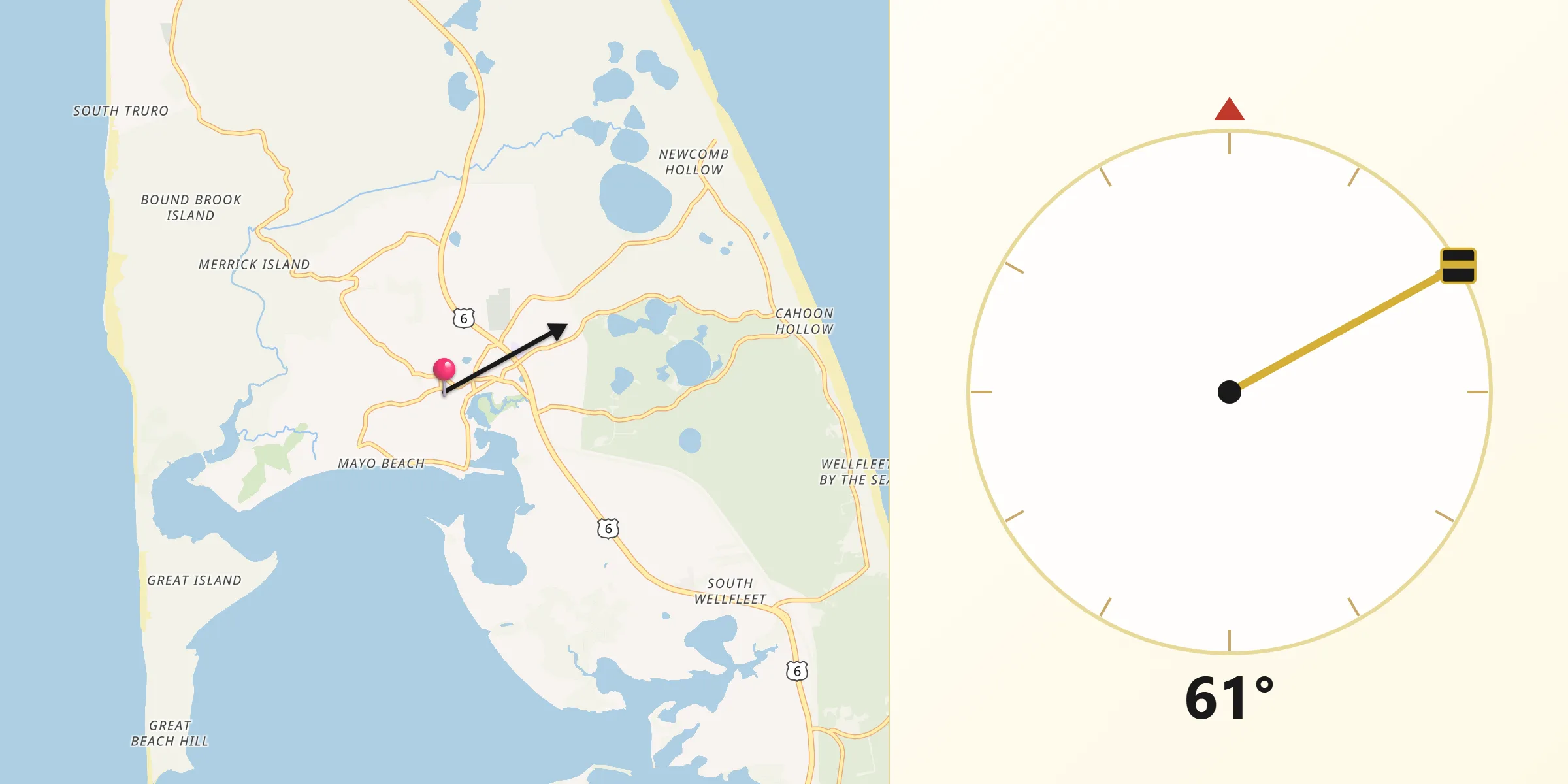 Qibla Direction from Wellfleet