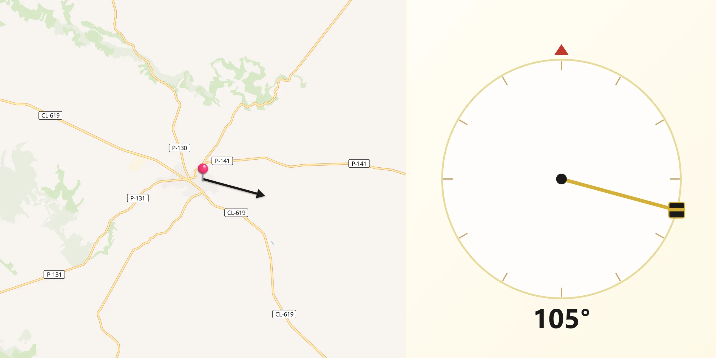 Dirección de la Qibla desde Baltanás